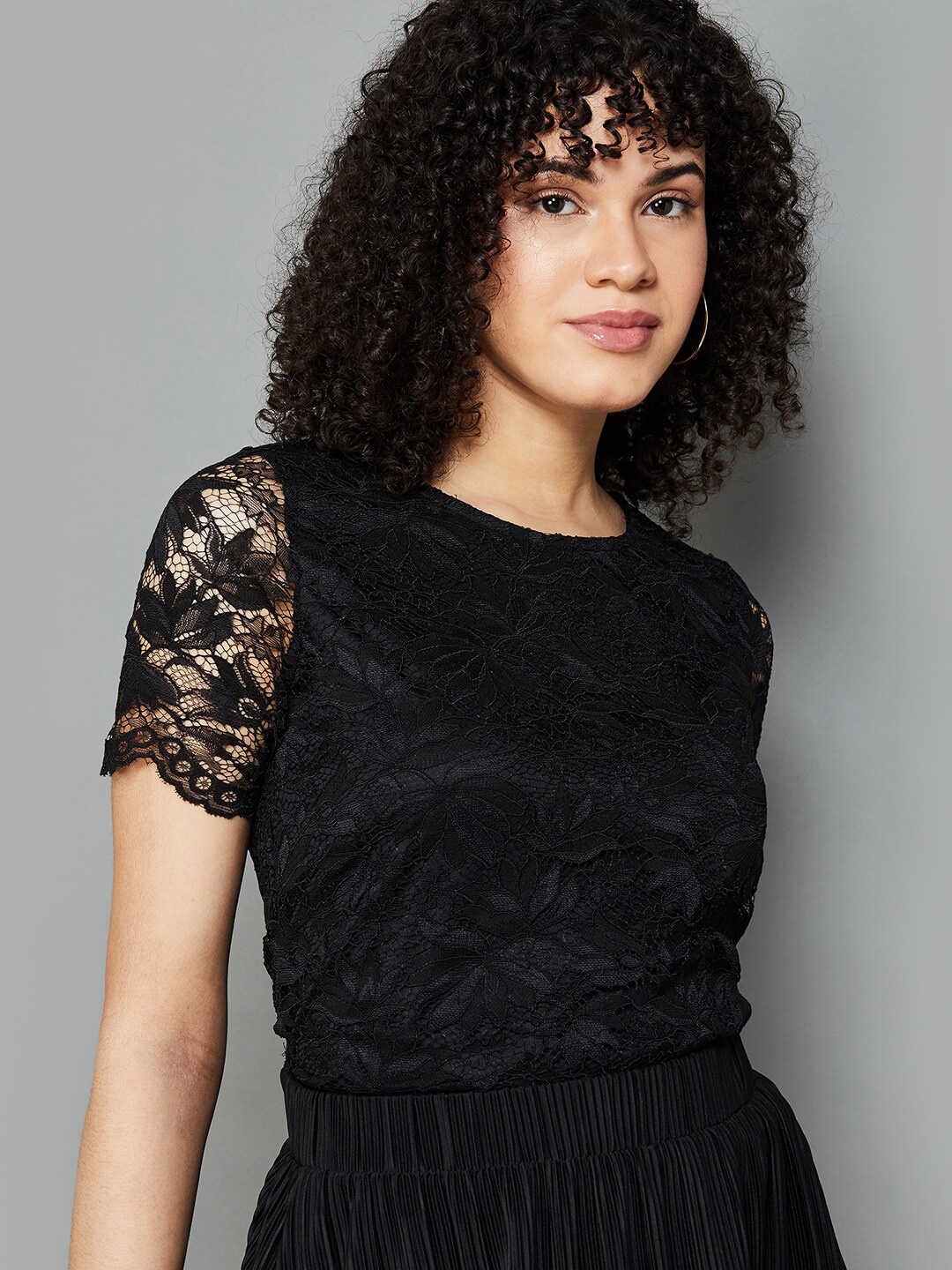 

Fame Forever by Lifestyle Self Designed Round Neck Cotton Top, Black