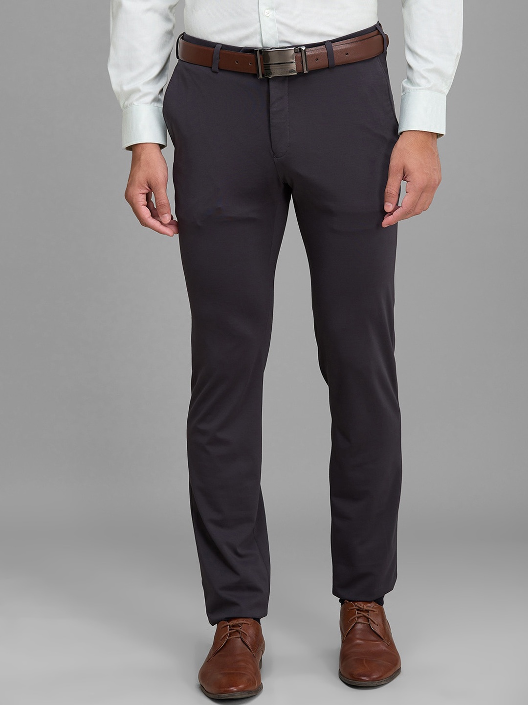 

Raymond Men Slim-Fit Formal Trousers, Grey