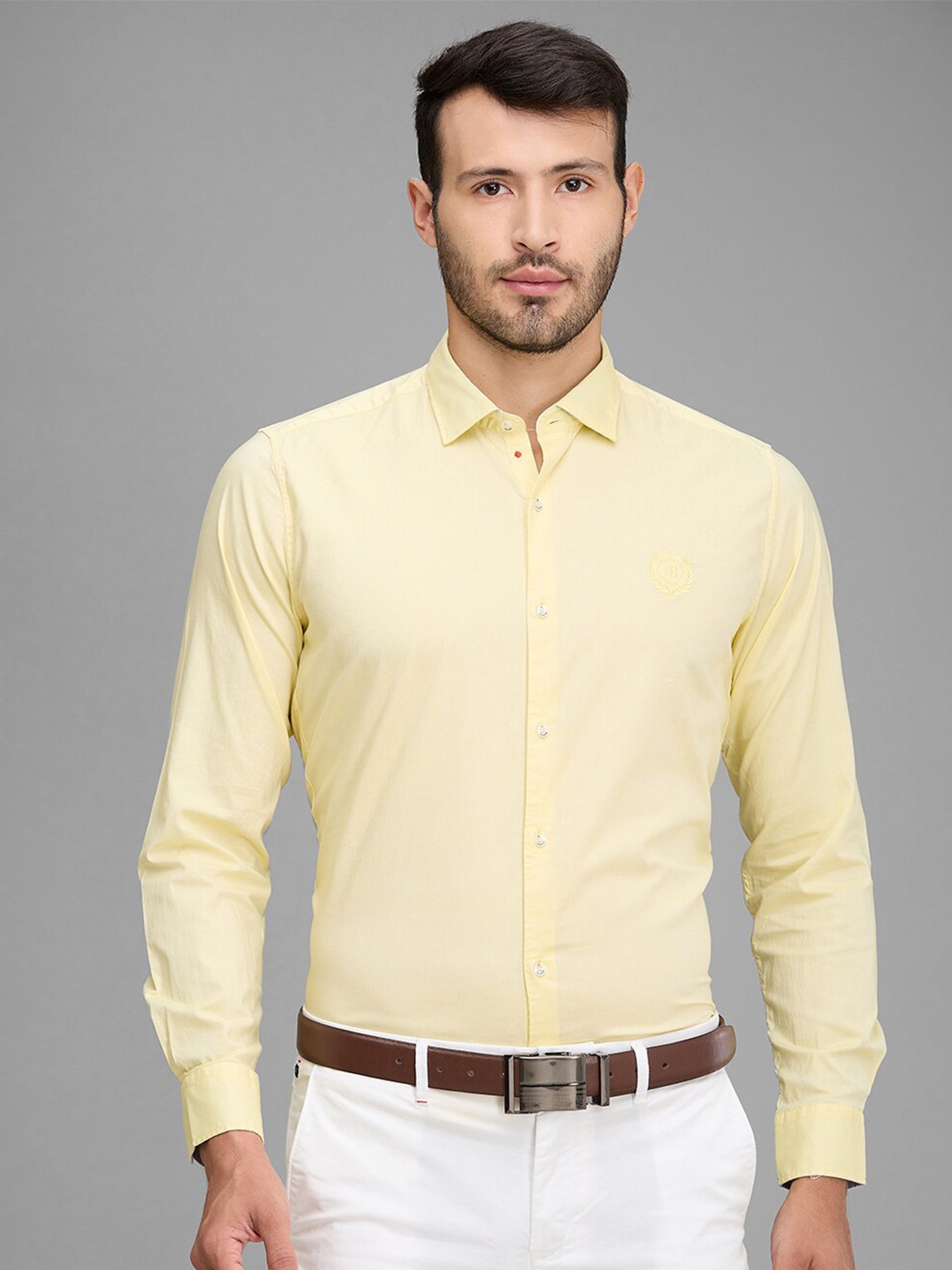 

Raymond Spread Collar Long Sleeves Cotton Formal Shirt, Yellow