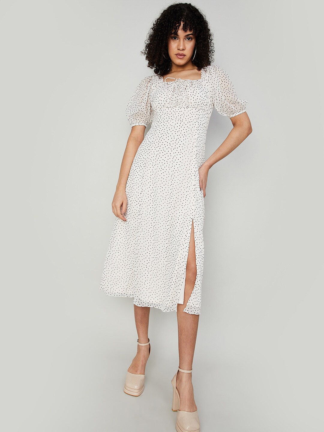 

Ginger by Lifestyle Floral Printed A-Line Midi Dress, Off white