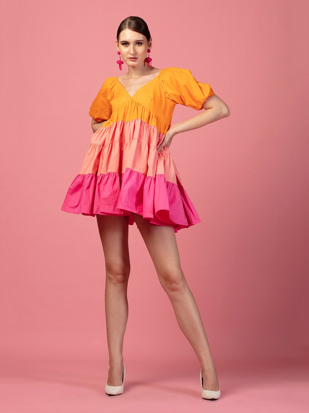 

De Novoo Colourblocked A-Line Mini Dress, Pink