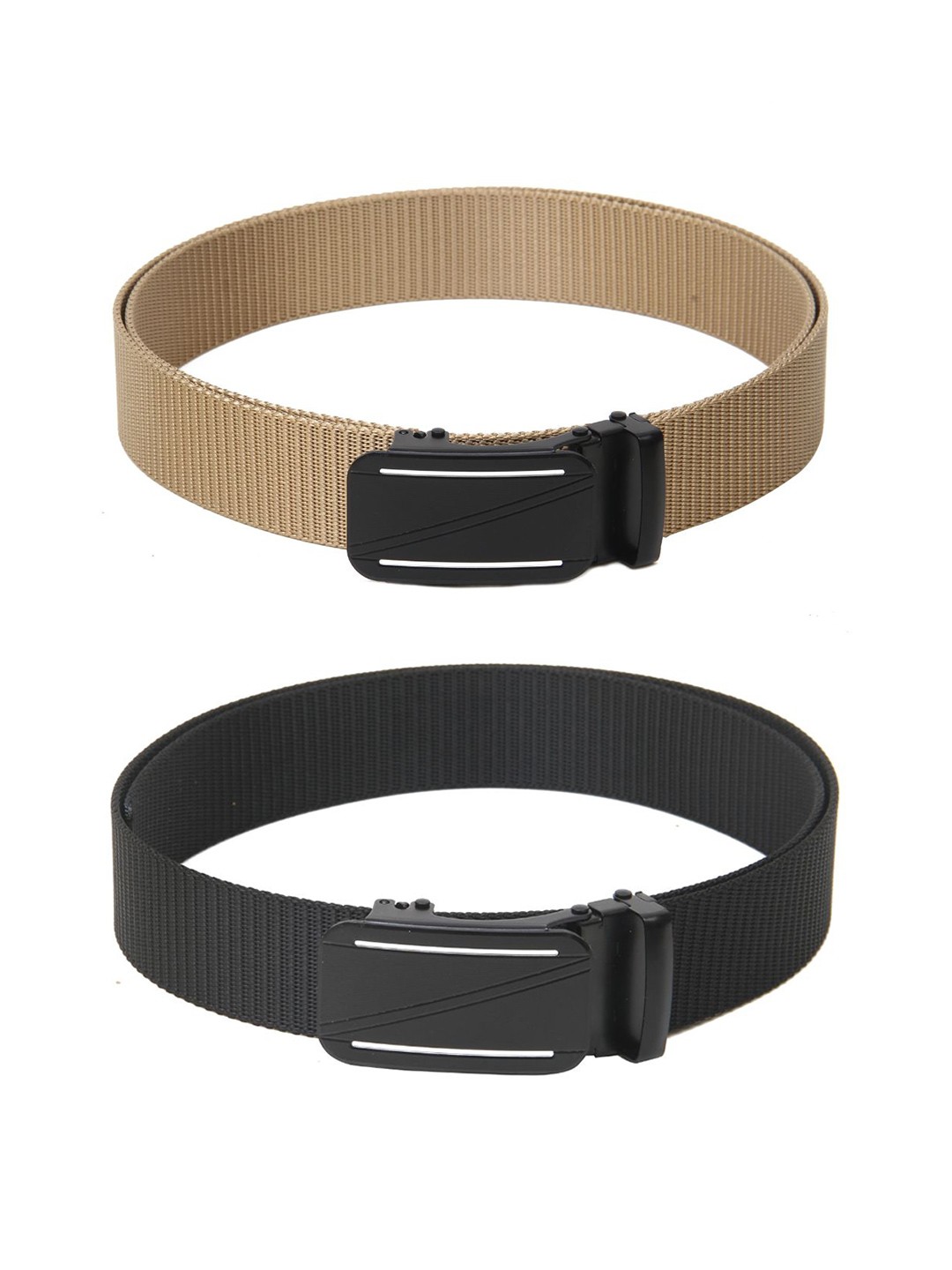 

Calvadoss Men Set Of 2 Textured Belts, Beige