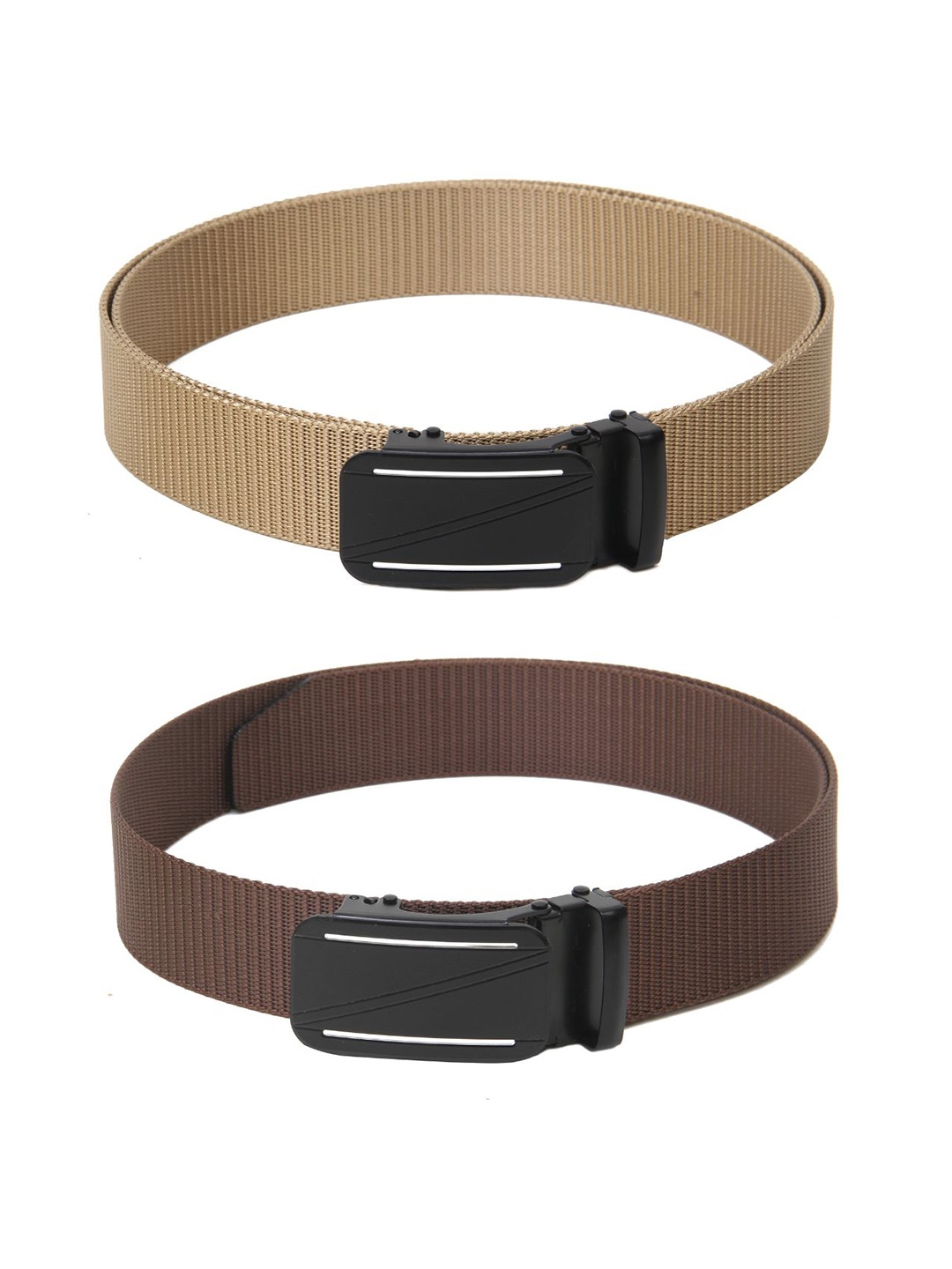 

Calvadoss Men Set Of 2 Textured Belts, Beige