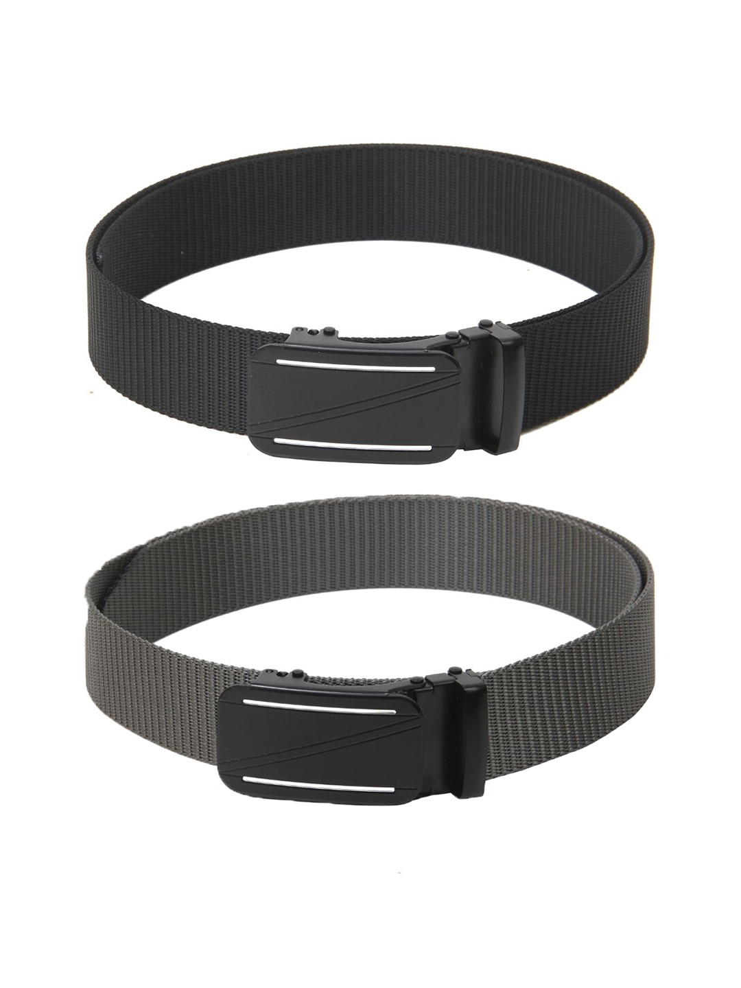 

Calvadoss Men Set Of 2 Textured Belts, Black