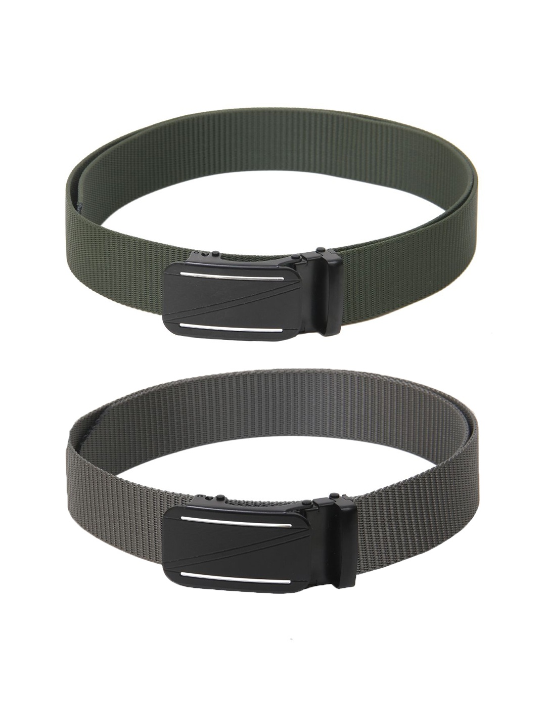 

Calvadoss Men Set Of 2 Textured Canvas Belts, Green