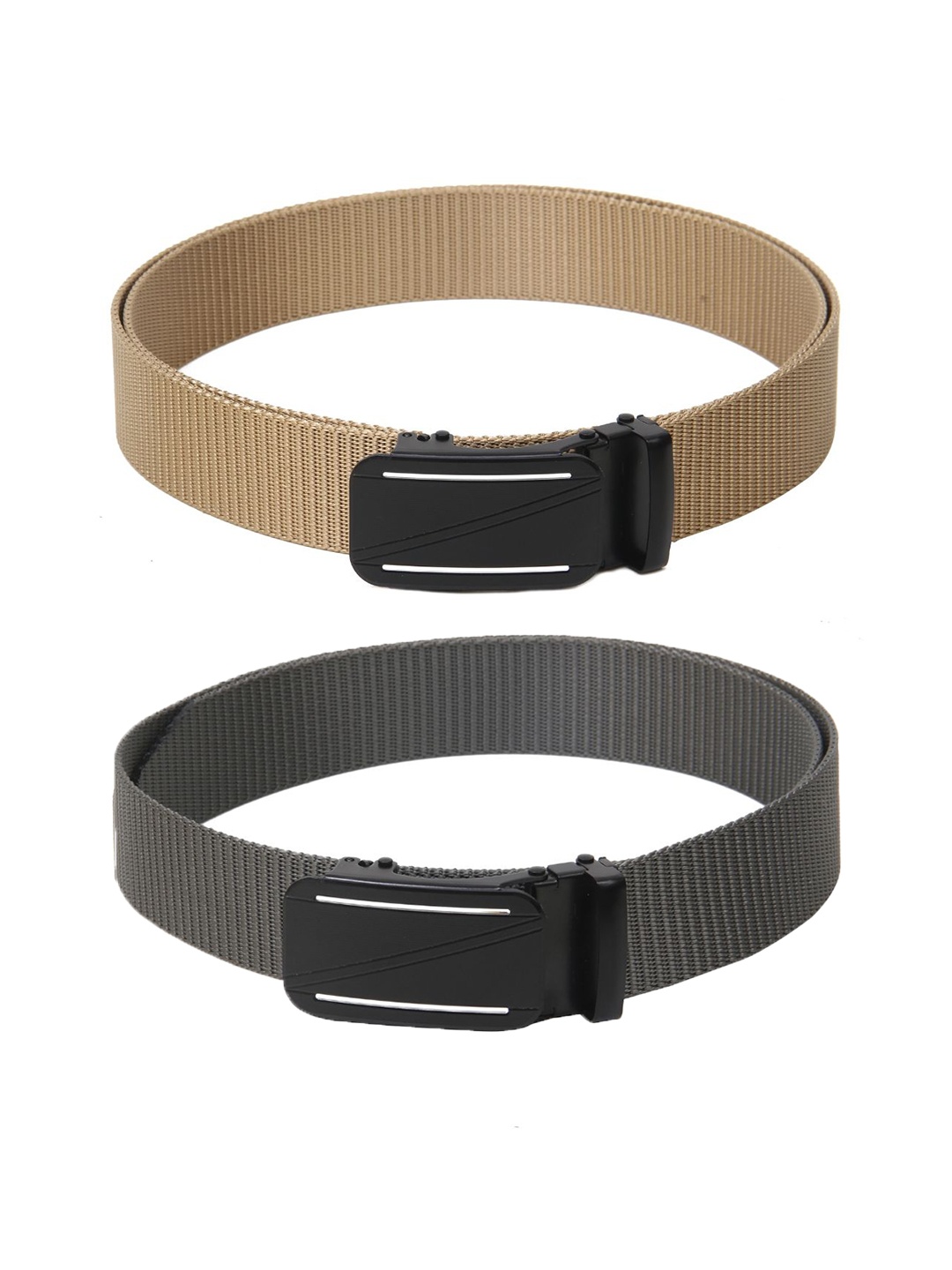

Calvadoss Men Set Of 2 Textured Belts, Beige