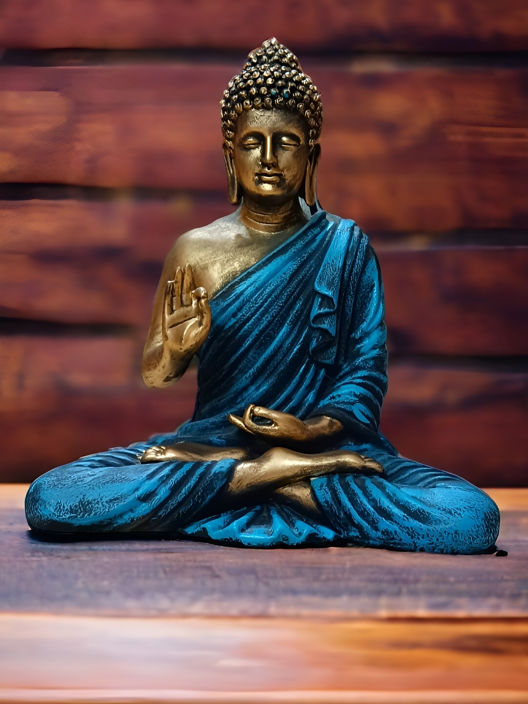 

SANKALAN CREATIONS Blue & Gold-Toned Buddha Idol Showpiece