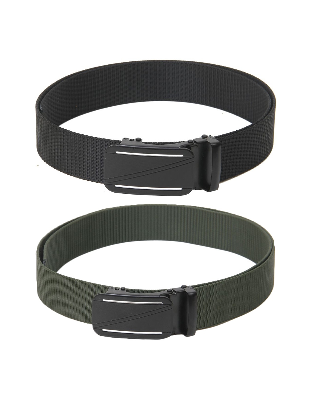 

Calvadoss Boys Set Of 2 Textured Canvas Belts, Black