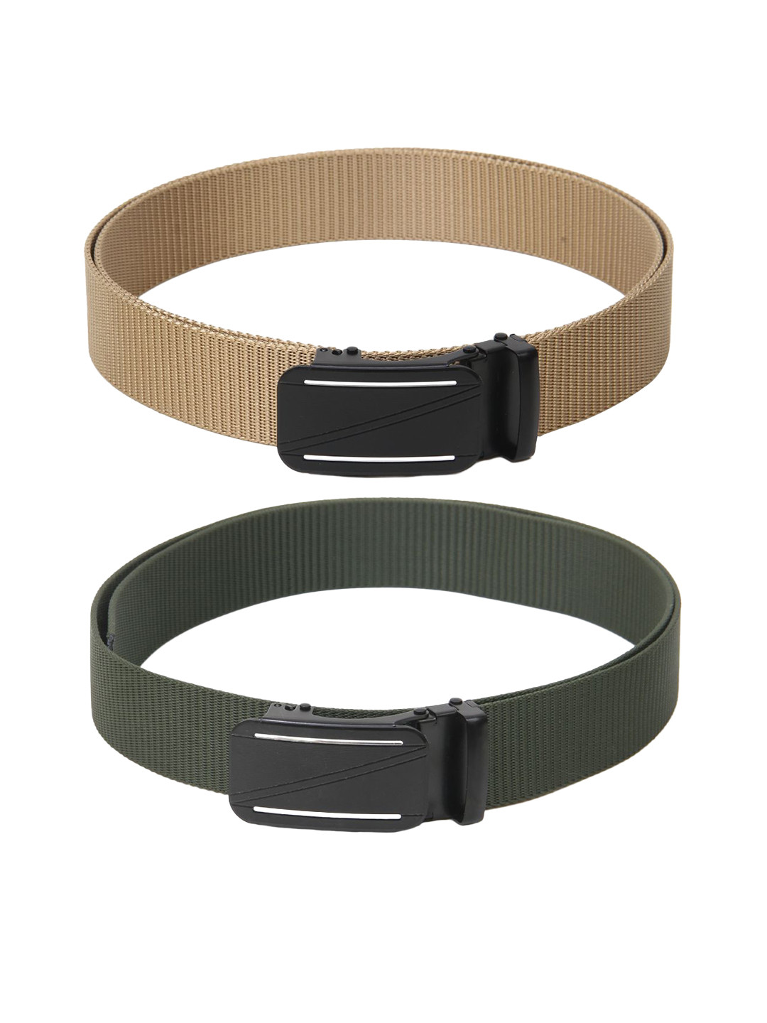 

Calvadoss Women Set Of 2 Textured Belts, Beige