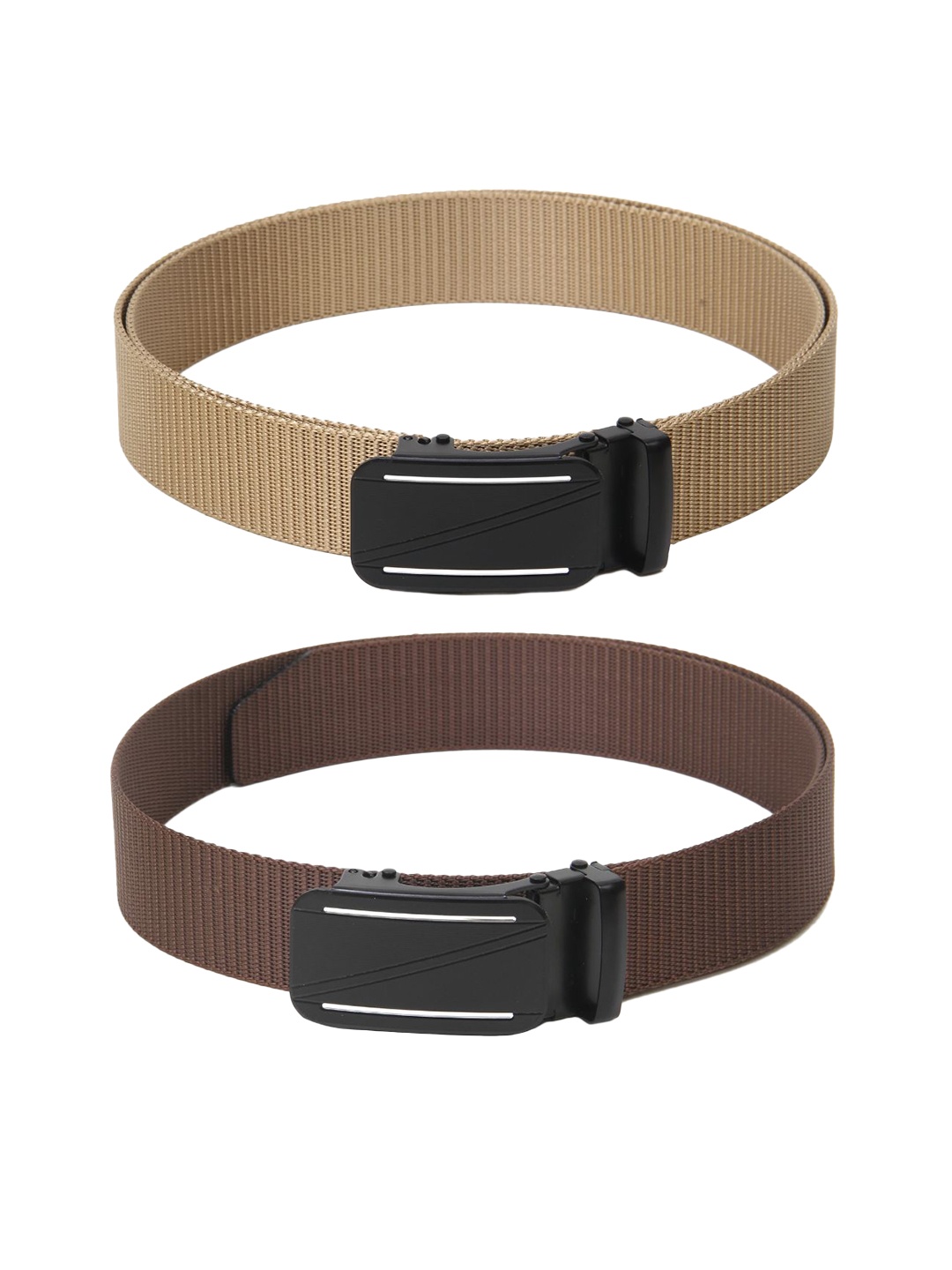 

Calvadoss Women Set Of 2 Textured Canvas Belts, Beige