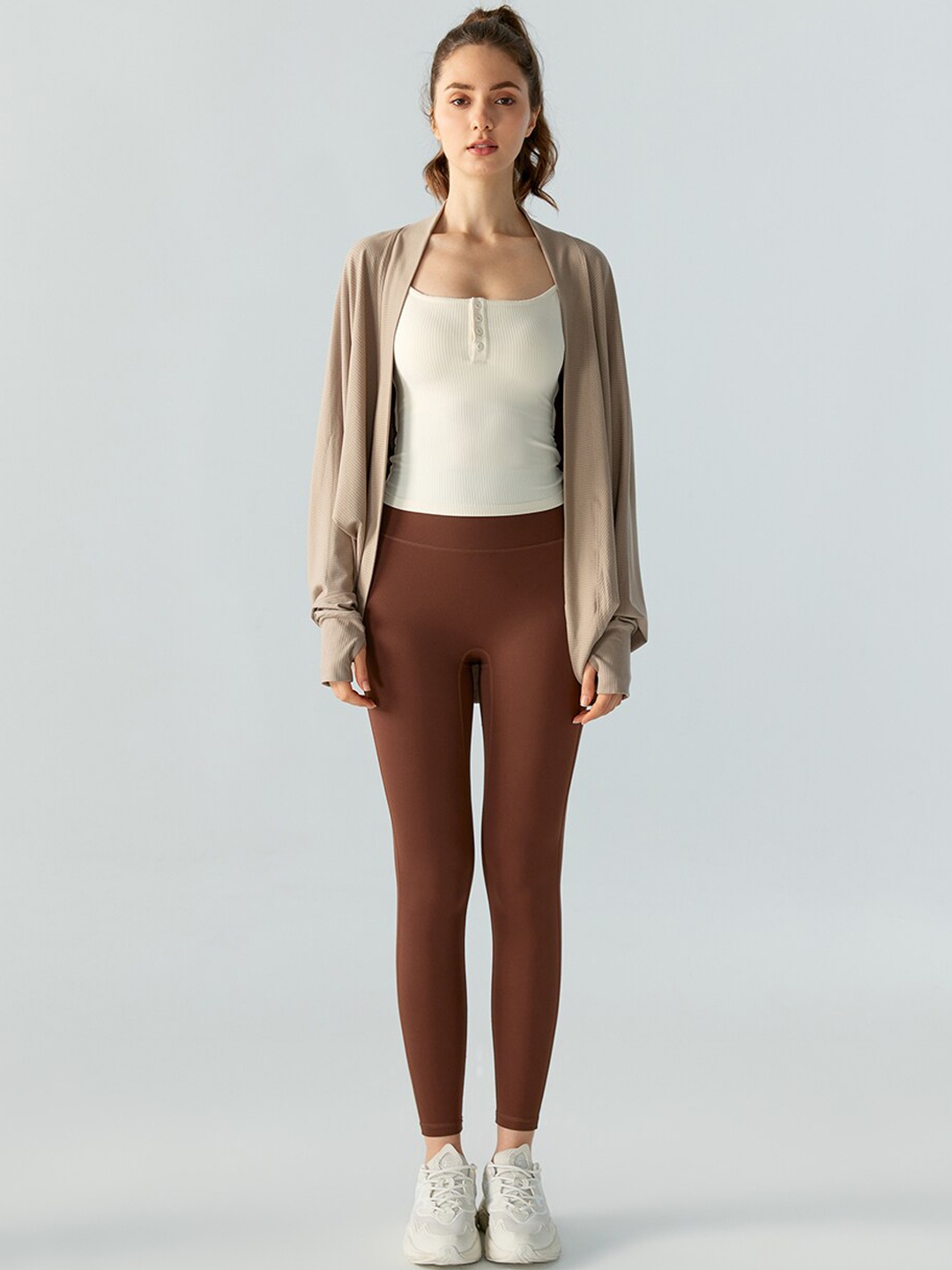 JC Collection Lightweight Open Front Jacket, Khaki