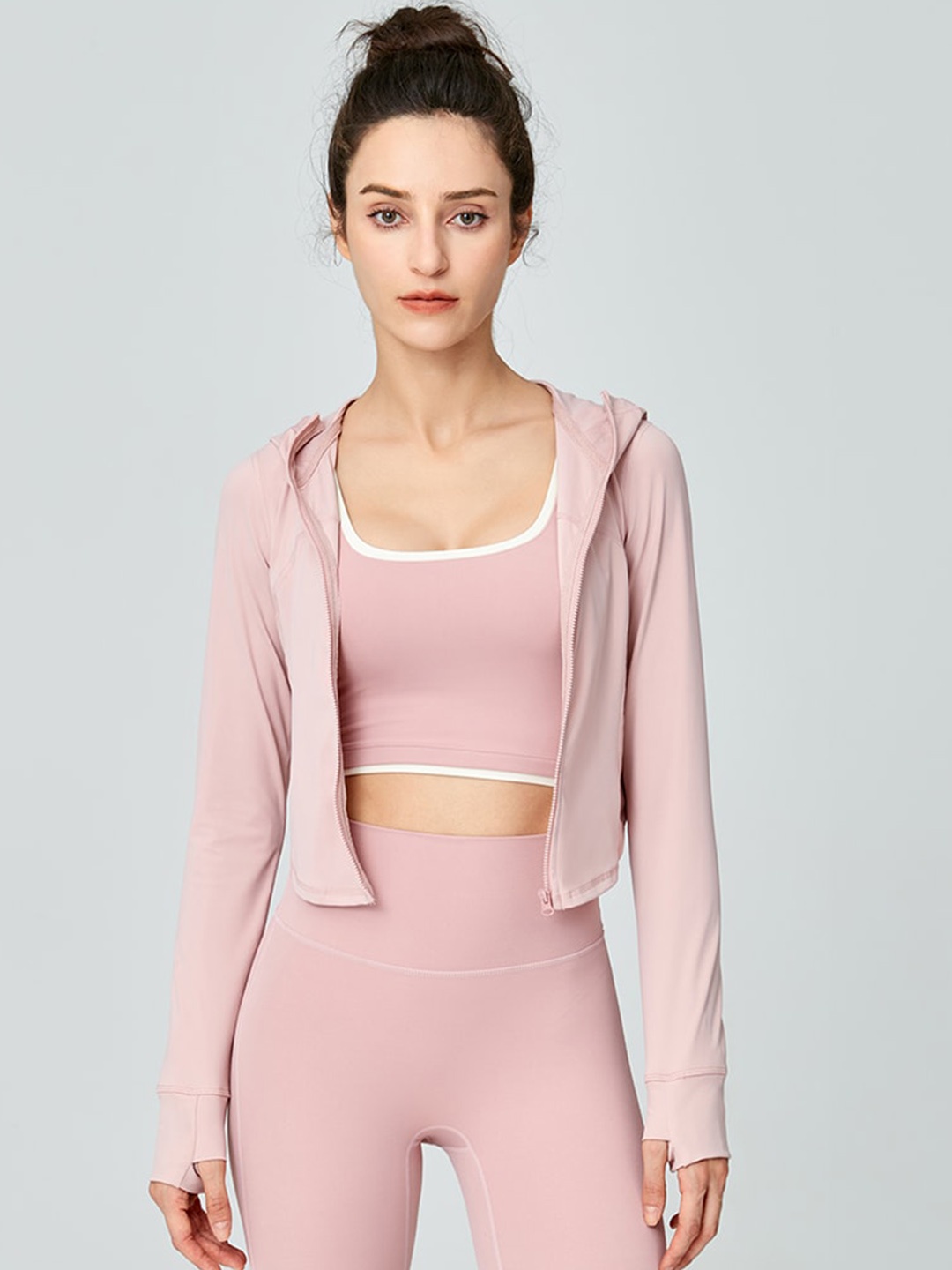 

JC Collection Lightweight Hooded Crop Sporty Jacket, Pink