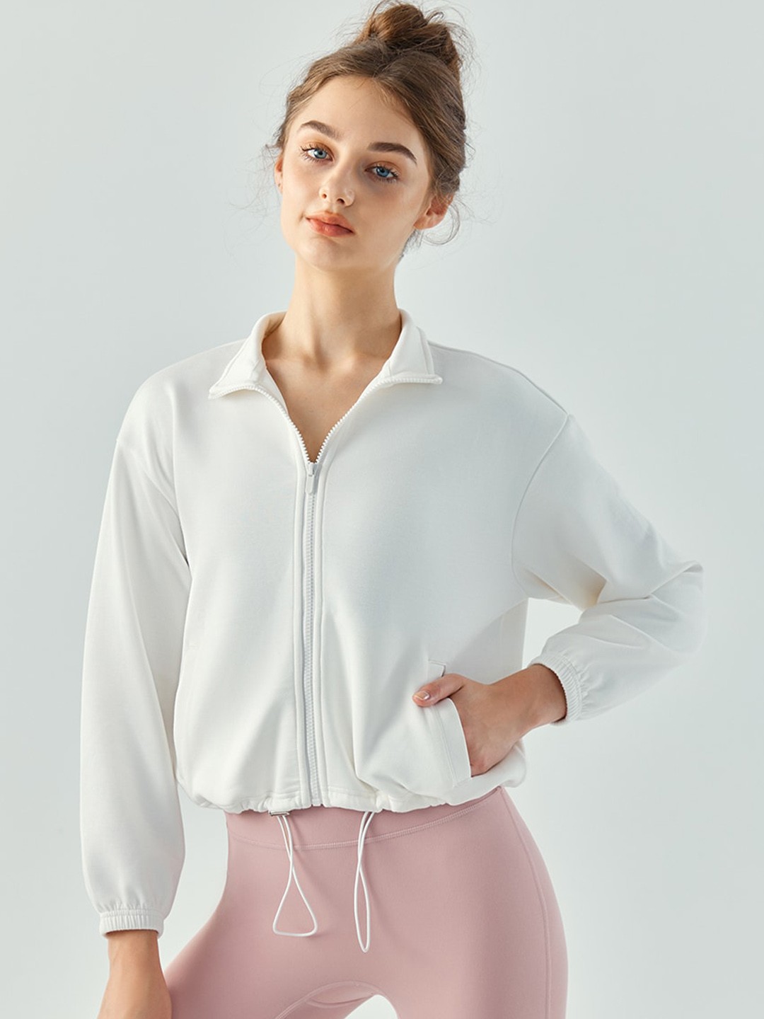 

JC Collection Women Hooded Lightweight Training or Gym Sporty Jacket, White