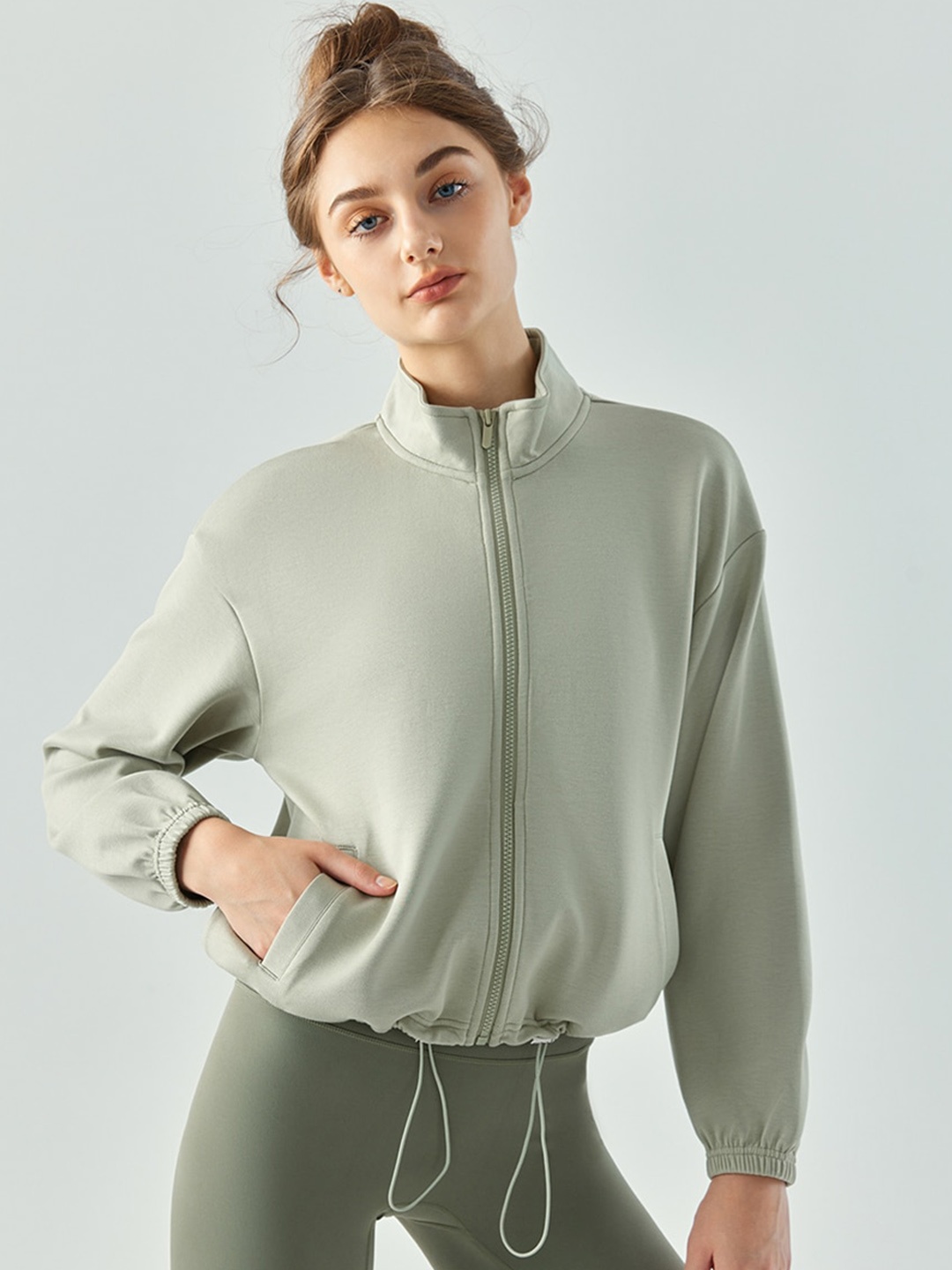 

JC Collection Mock Collar Lightweight Sporty Jacket, Green