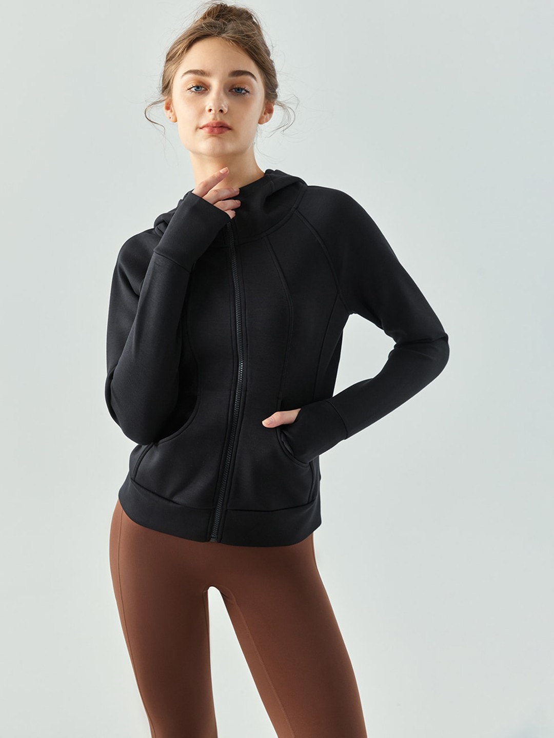 

JC Collection Women Hooded Lightweight Training or Gym Sporty Jacket, Black