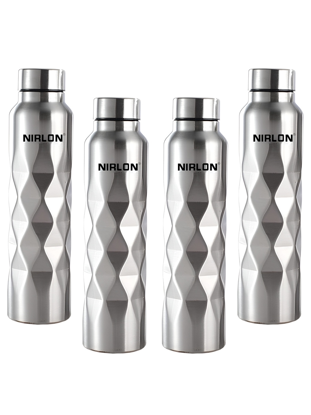 

NIRLON Silver-Toned 4 Pieces Stainless Steel Solid Water Bottle 1ltr