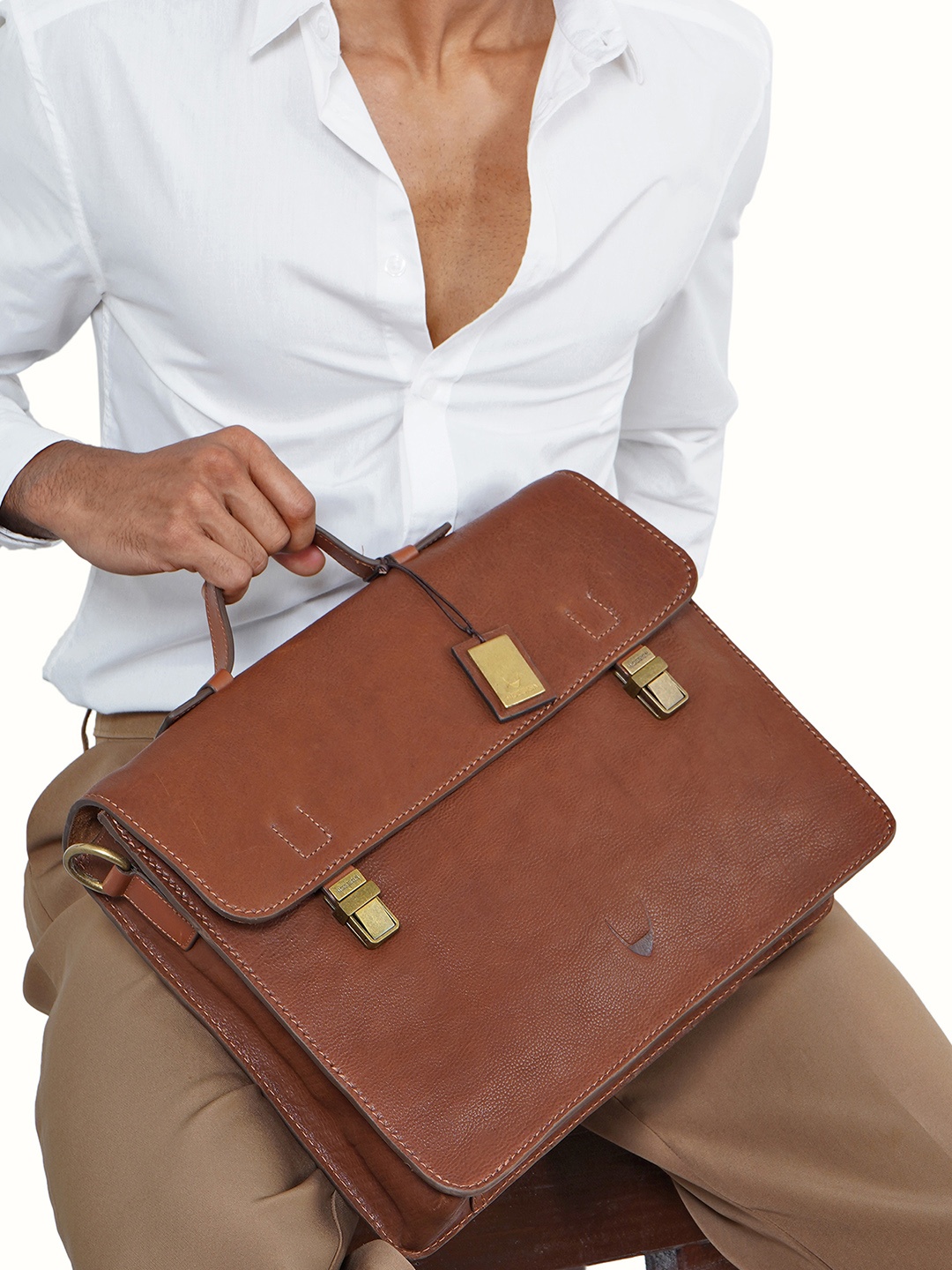 

Hidesign Malmo 03 Medium Briefcase, Tan