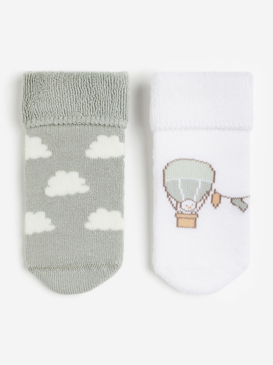 

H&M Infant Boys 2-Pack Terry Socks, Sea green