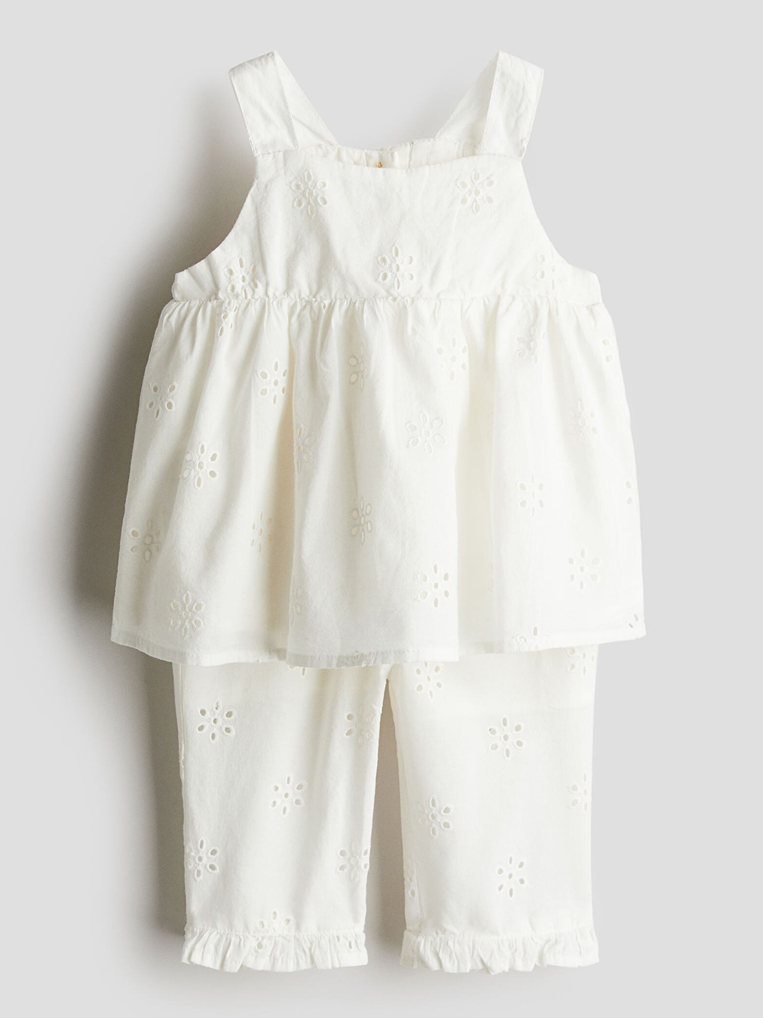 

H&M Girls 2-Piece Broderie Anglaise Cotton Set, White