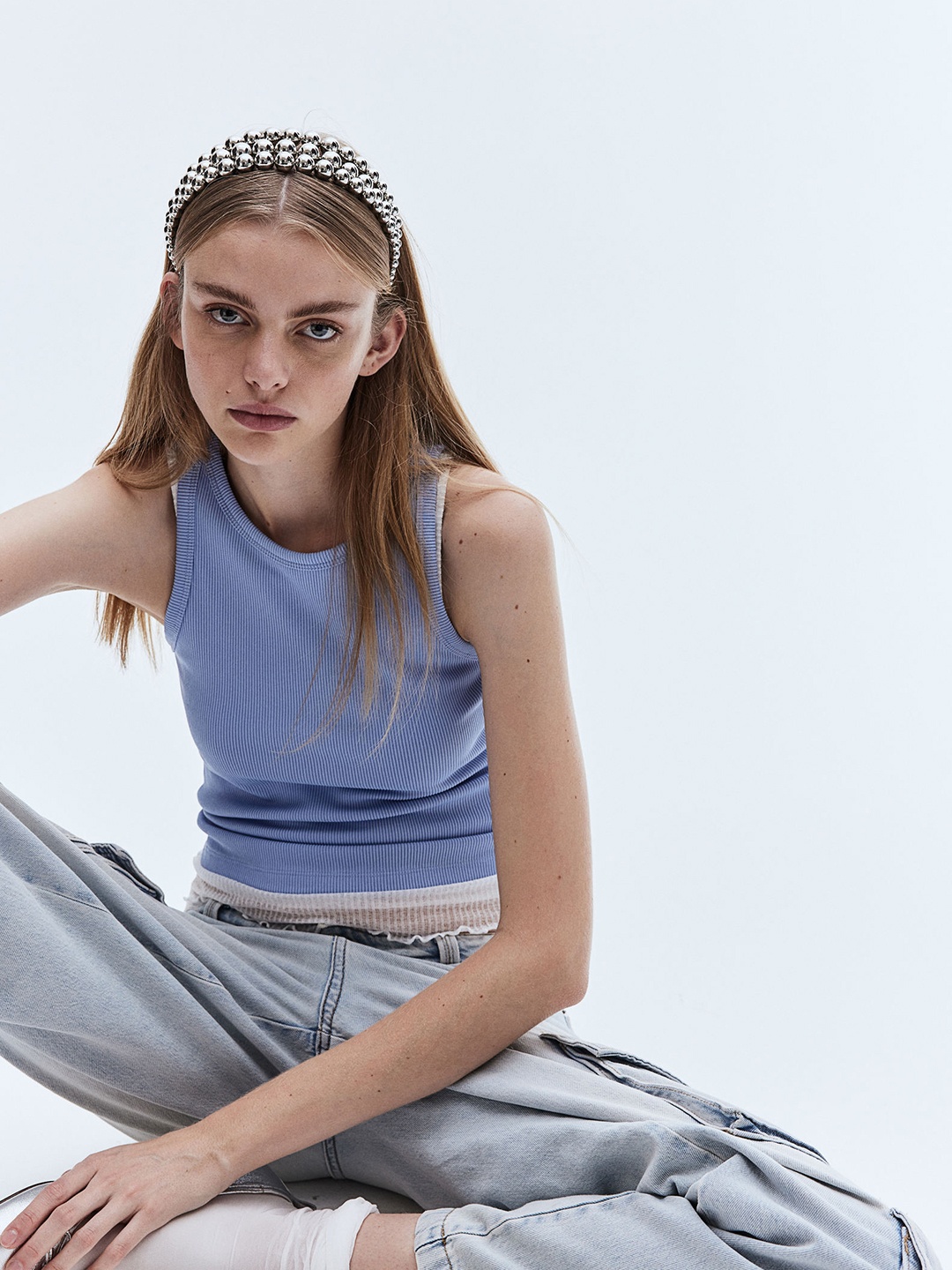 

H&M Ribbed Vest Top, Blue