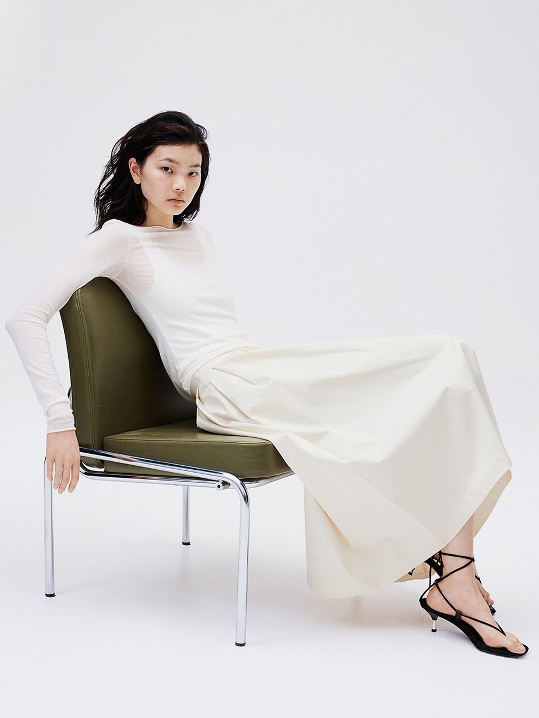 

H&M Pleated A-Line Skirt, White