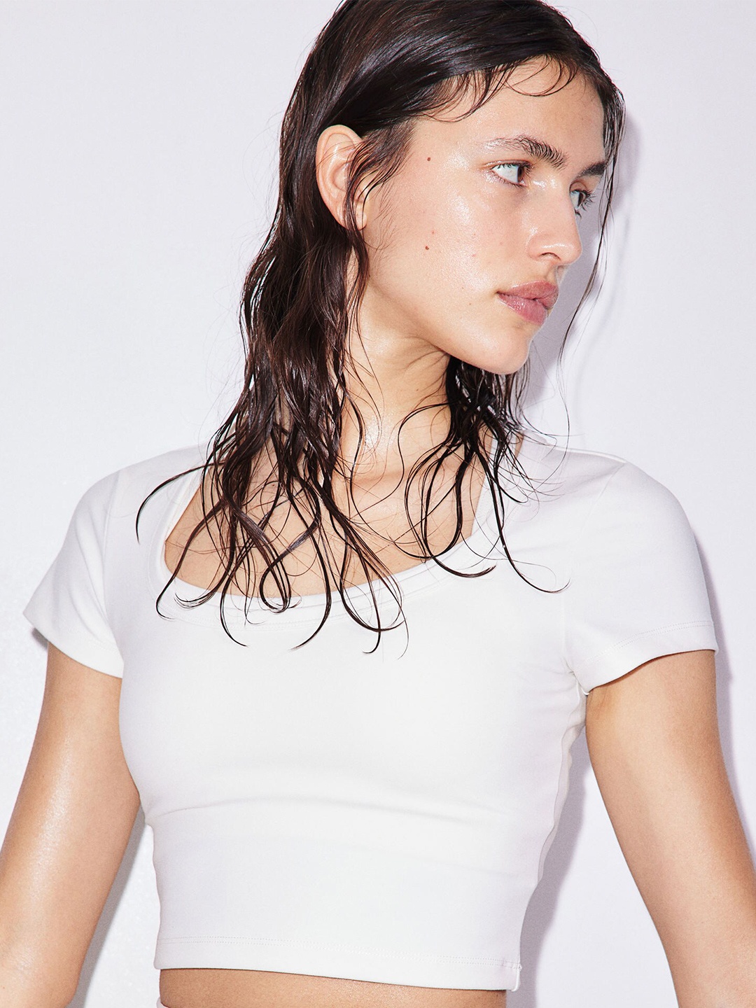 

H&M DryMove Cropped Sports Top, White