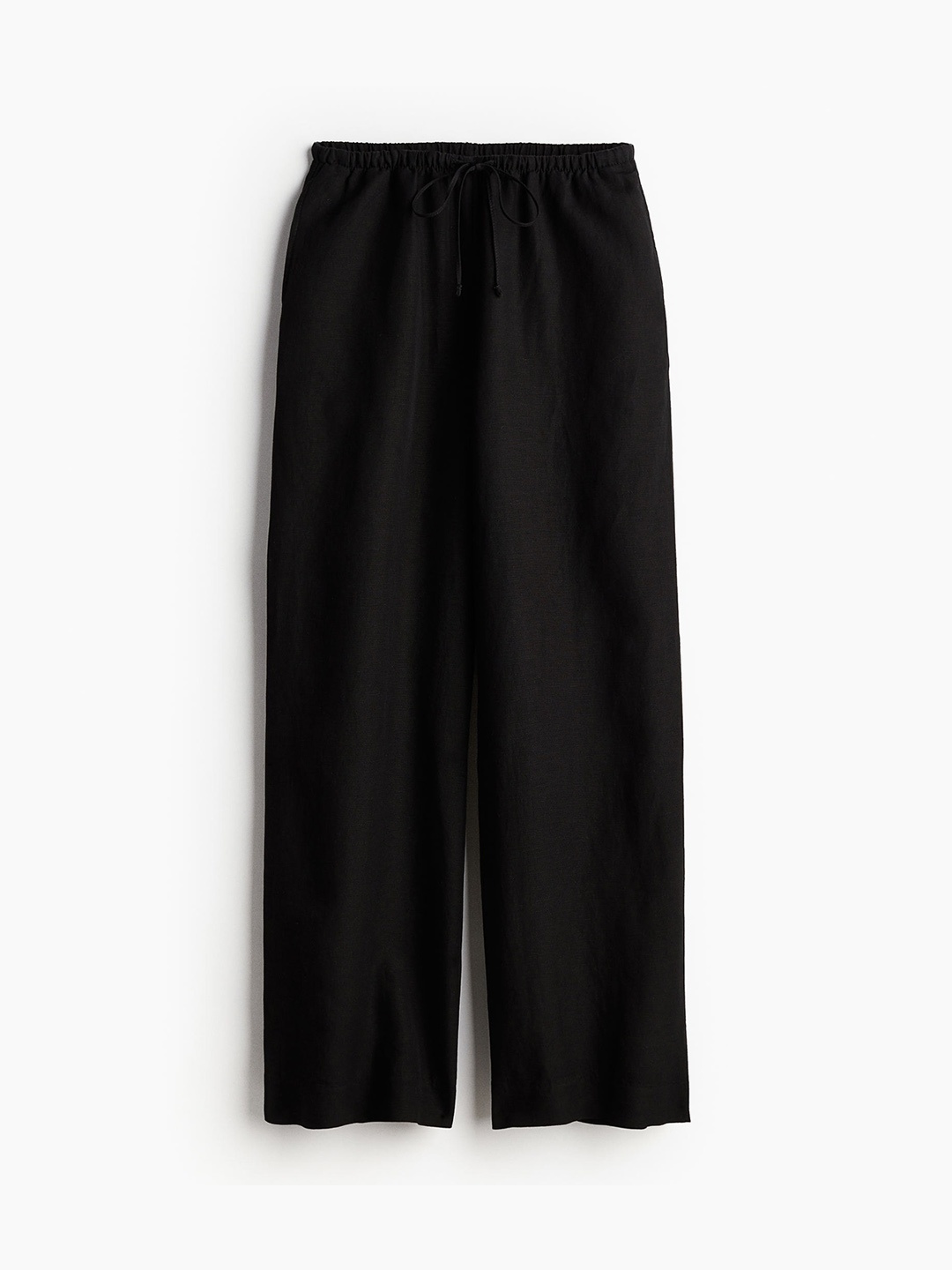 

H&M Women Linen-Blend Trousers, Black