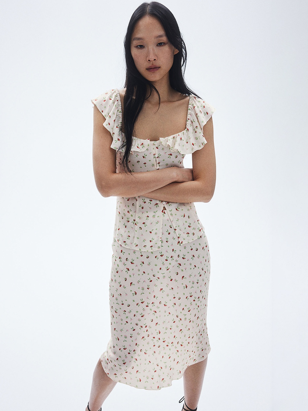 

H&M Knee-Length Skirt, White