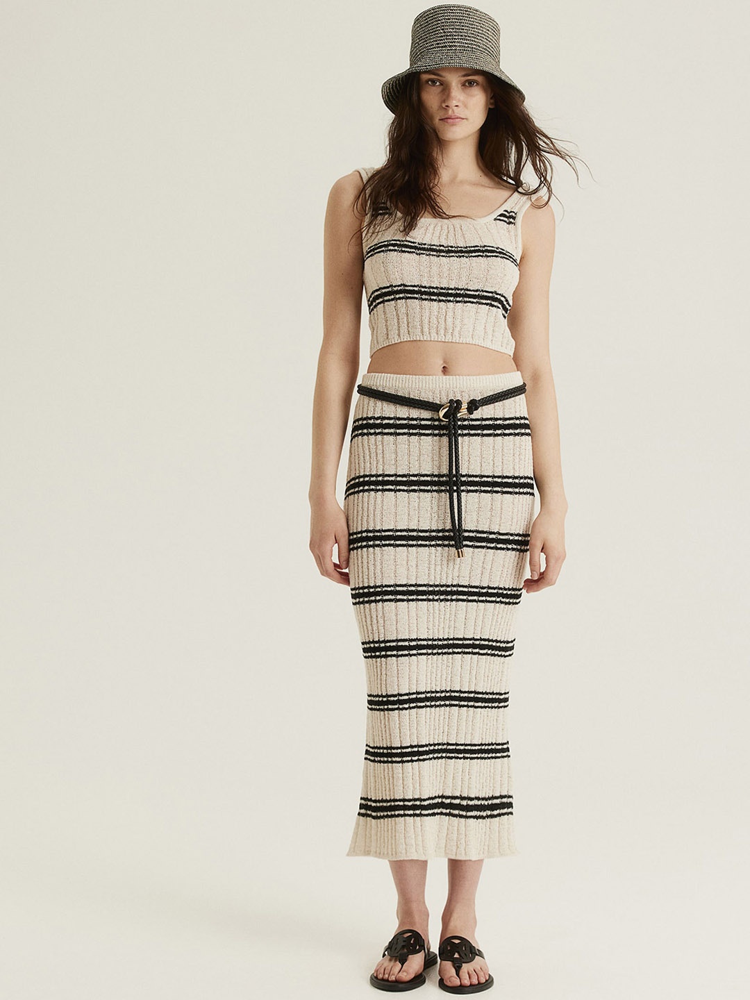

H&M Rib-Knit Pencil Skirt, White