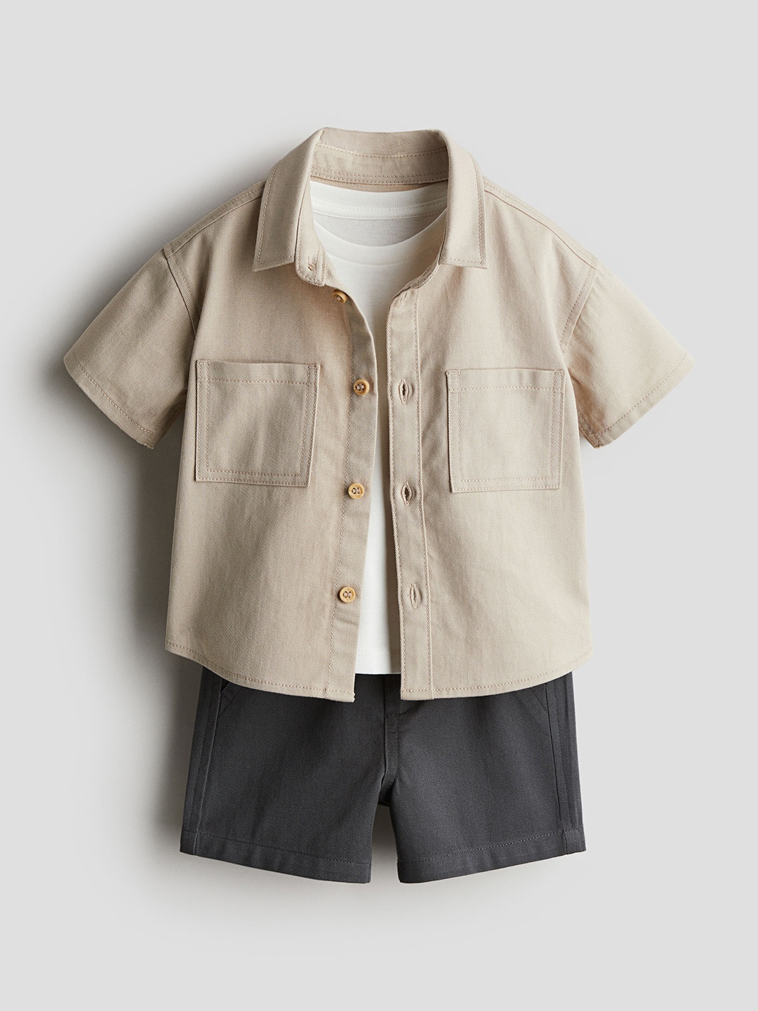 

H&M Boys 3-Piece Cotton Set, Beige