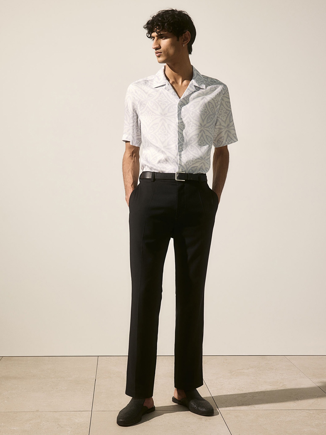 

H&M Regular Fit Lyocell Resort Shirt, Blue
