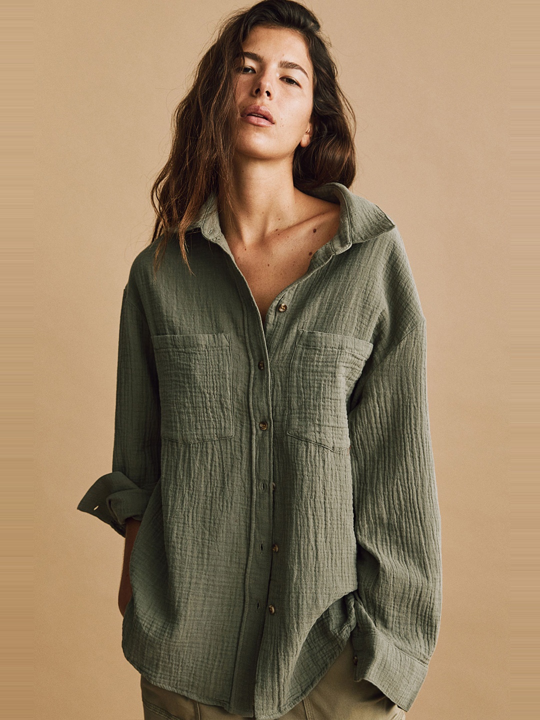 

H&M Cotton Shirt, Green