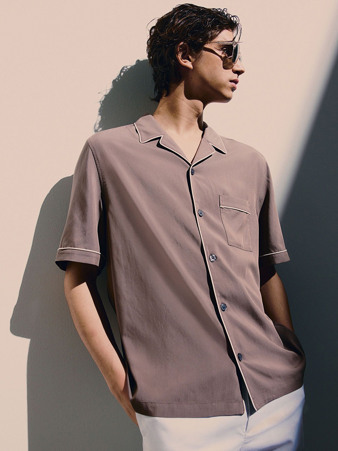 

H&M Regular Fit Modal-Blend Resort Shirt, Beige