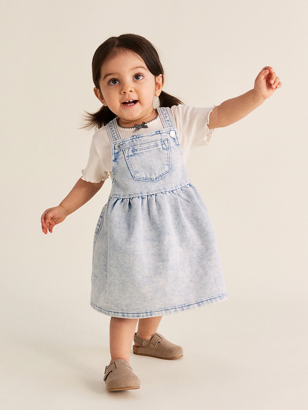 

H&M Girls Twill Dungaree Dress, Blue