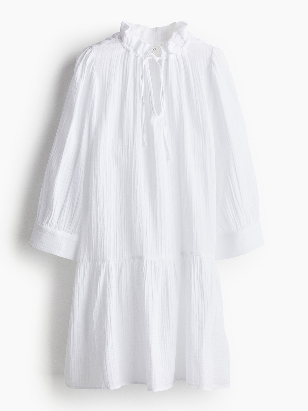 

H&M Women Drawstring-Detail Cotton Dress, White