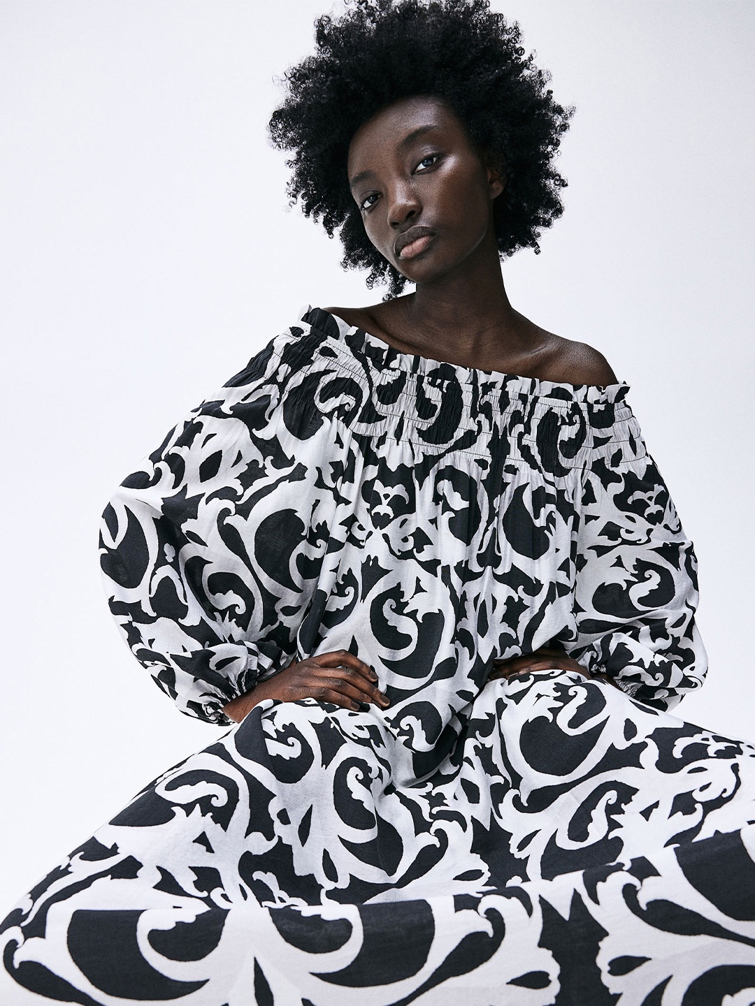 

H&M Oversized Off-The-Shoulder Dress, Black