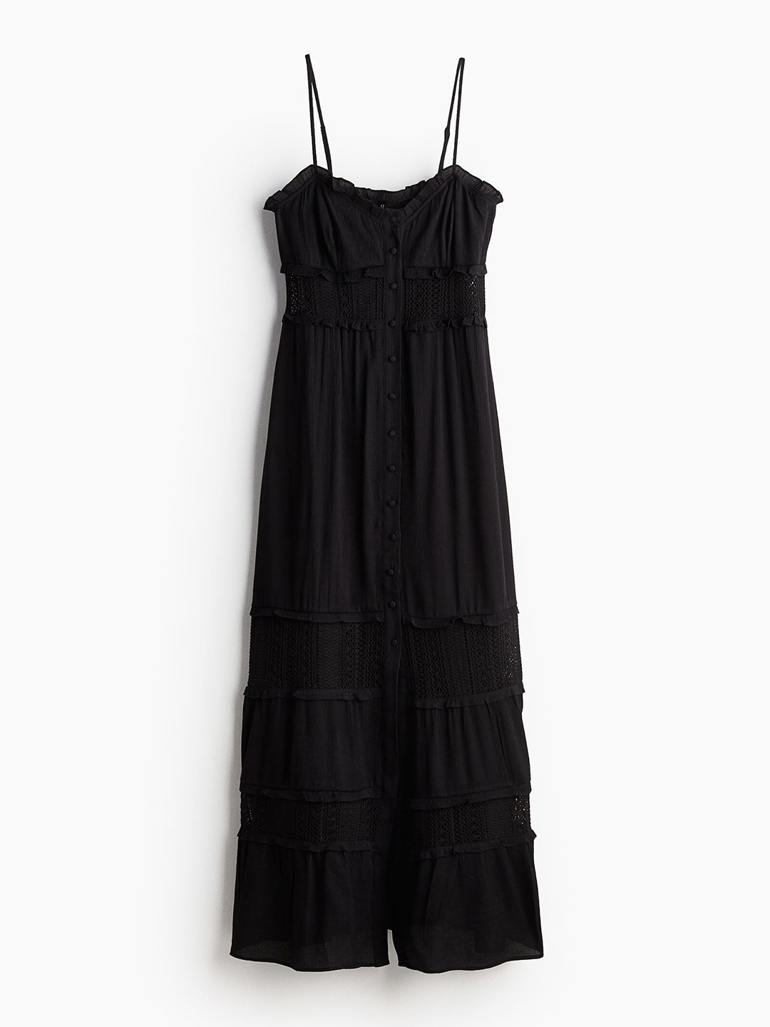 

H&M Women Lace-Inset Crepe Maxi Dress, Black