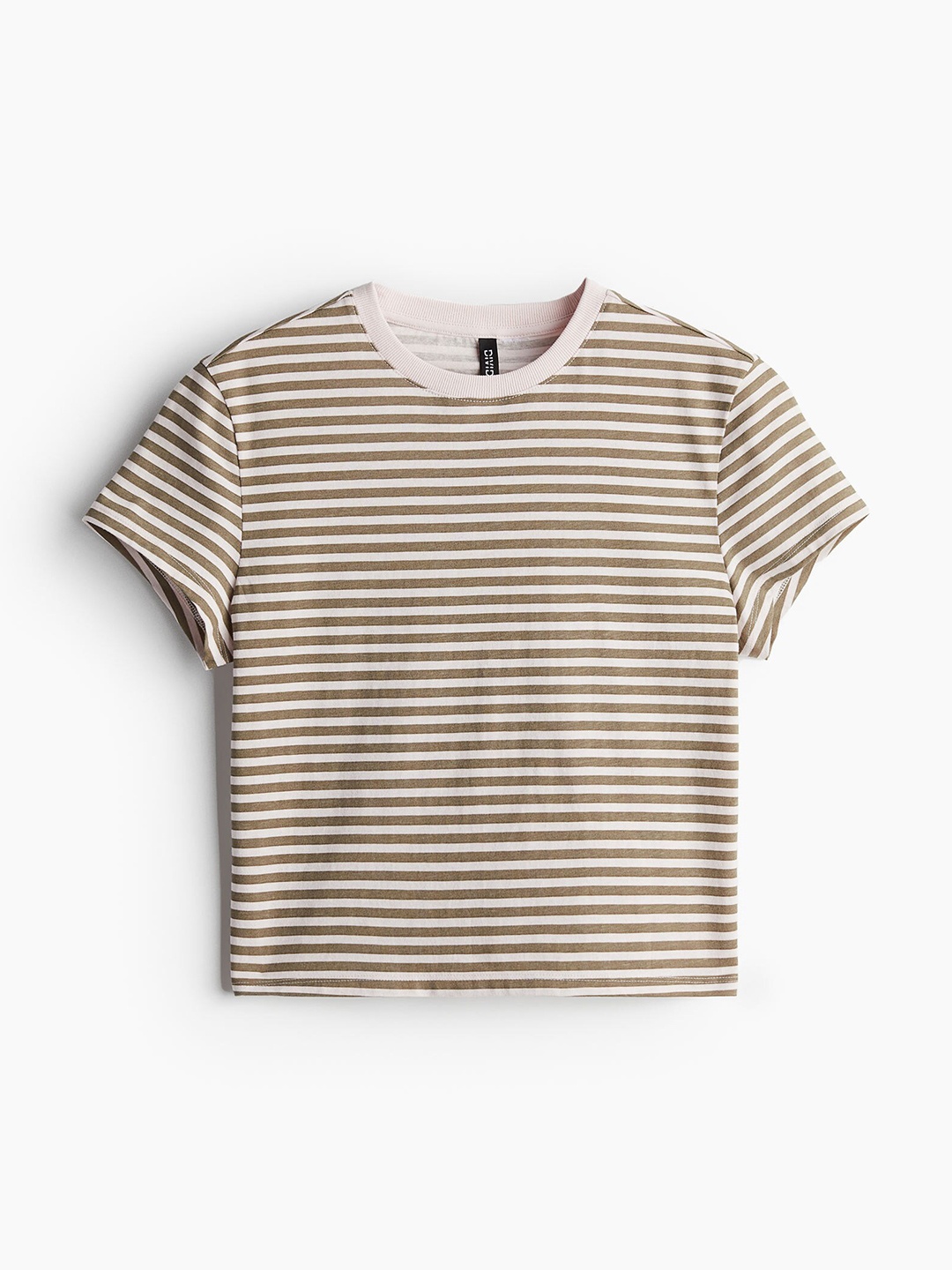 

H&M Women Pure Cotton Printed T-shirt, Beige