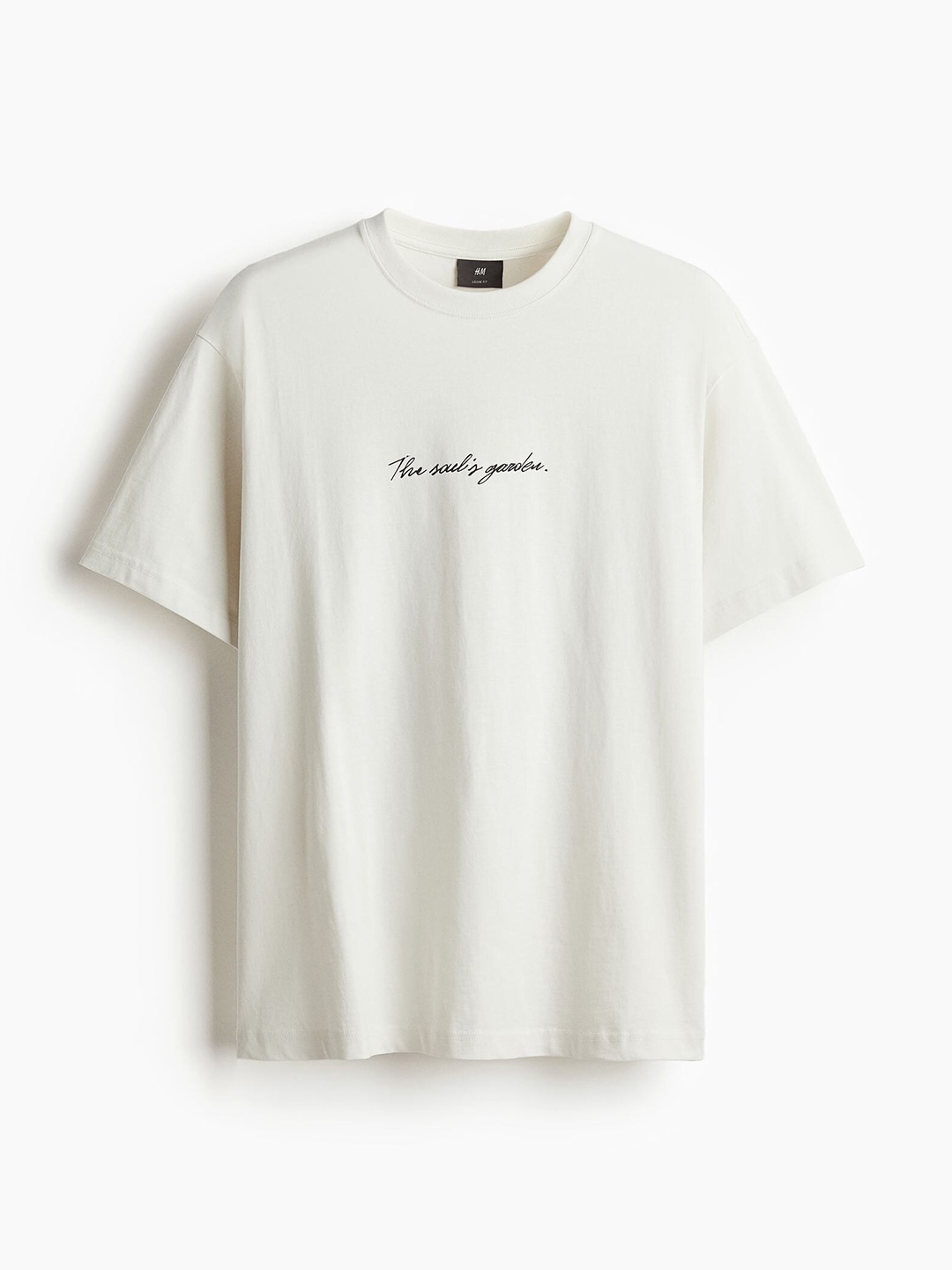 

H&M Men Pure Cotton Loose-Fit Printed T-shirt, White