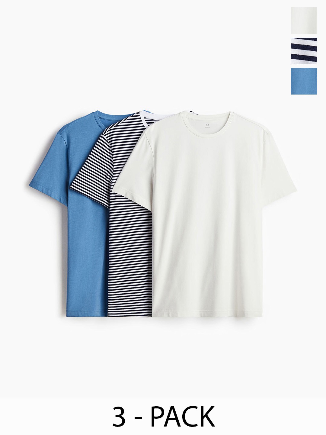 

H&M Men 3-Pack Slim Fit T-Shirts, White