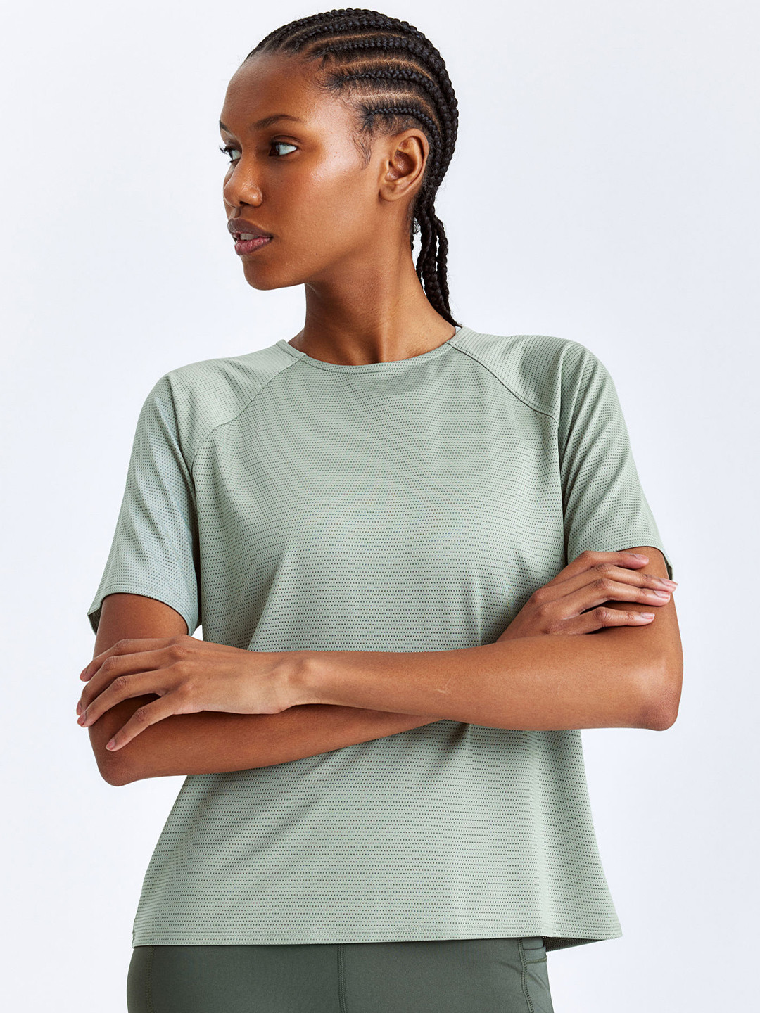 

H&M Drymove Mesh Sports T-shirt, Green