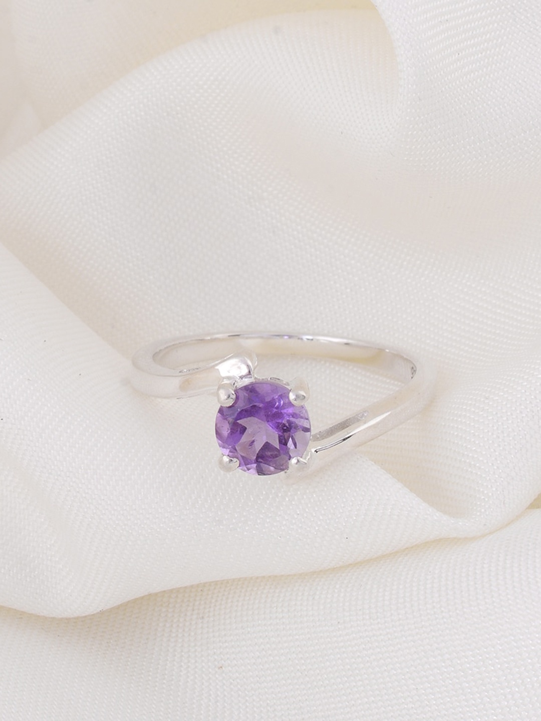 

HIFLYER JEWELS 92.5 Sterling Silver Amethyst-Studded Finger Ring