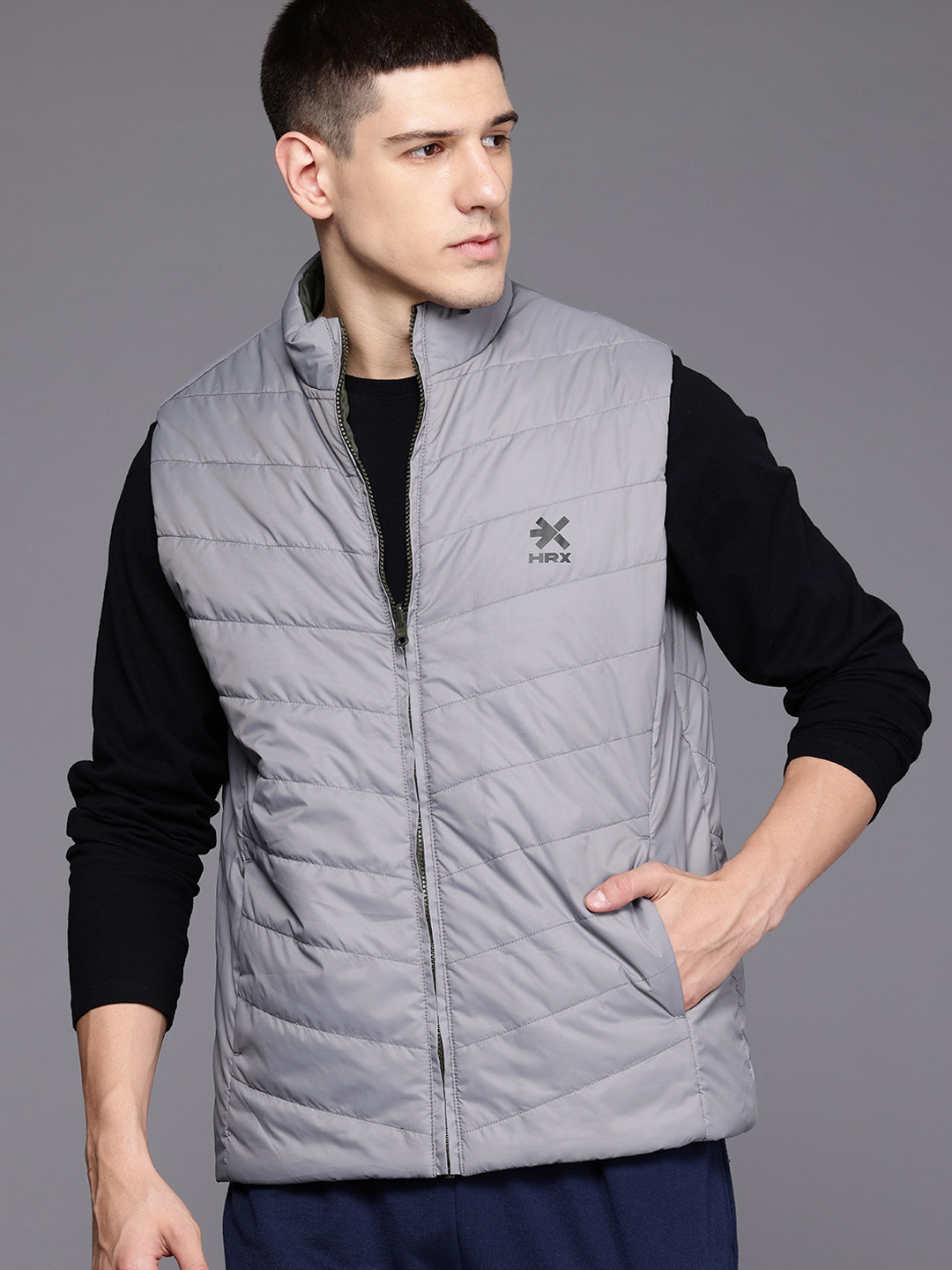 

HRX by Hrithik Roshan Reversible Sleeveless Outdoor Padded Jacket, Grey