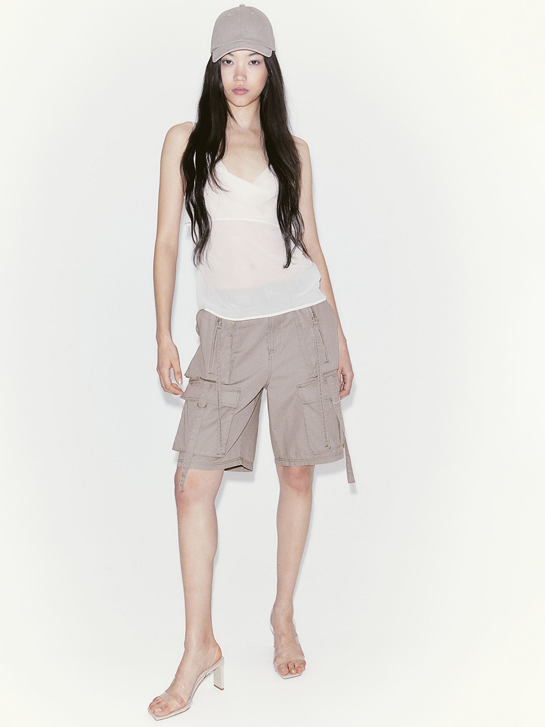 

H&M Women Cotton Cargo Shorts, Beige