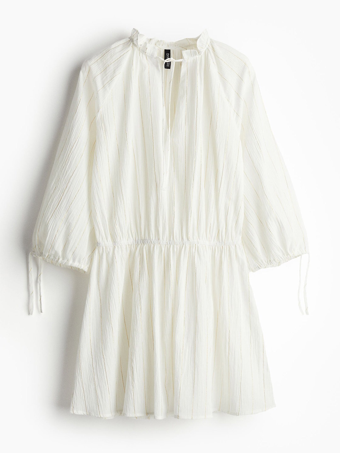 

H&M Women Glittery Tie-Detail Tunic Dress, White