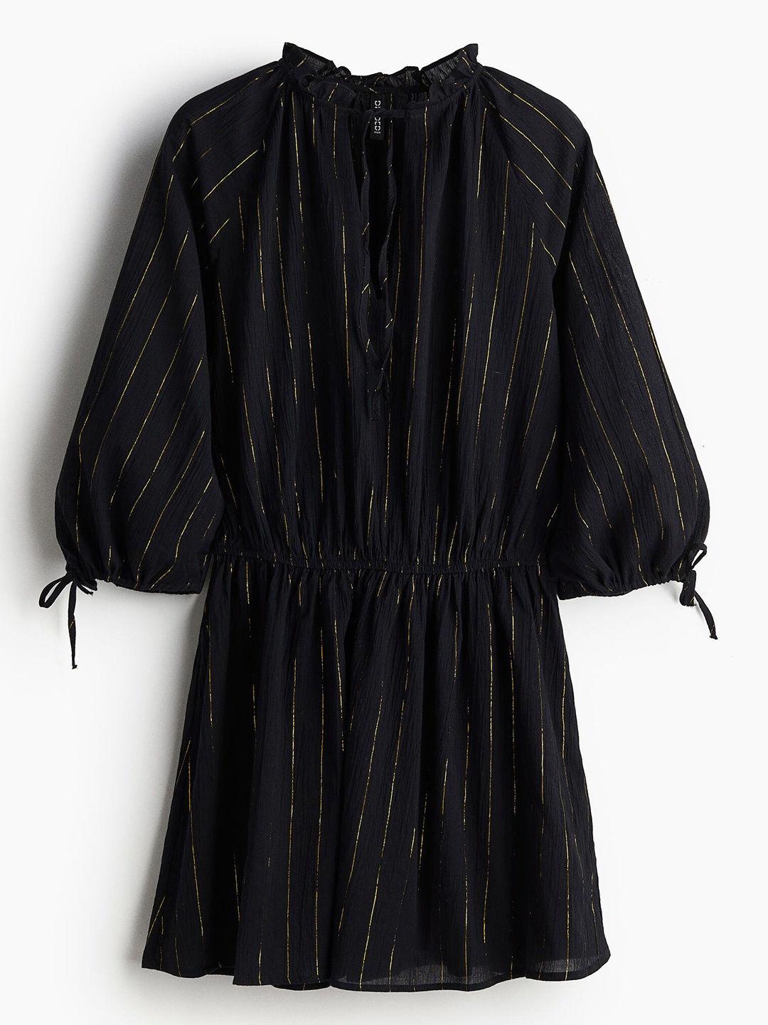 

H&M Women Glittery Tie-Detail Tunic Dress, Black