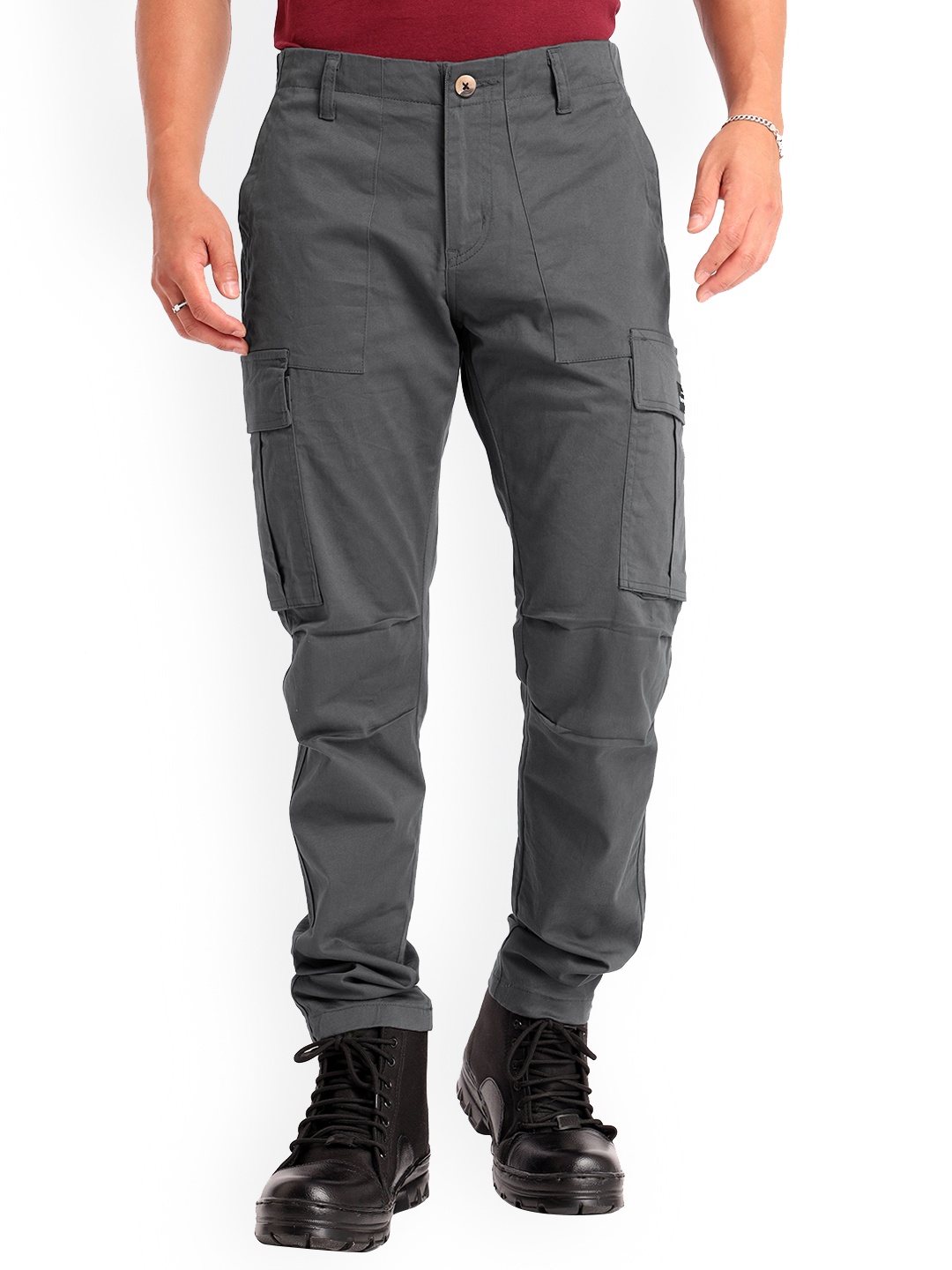 

Beyoung Men Original Cotton Cargos Trousers, Grey