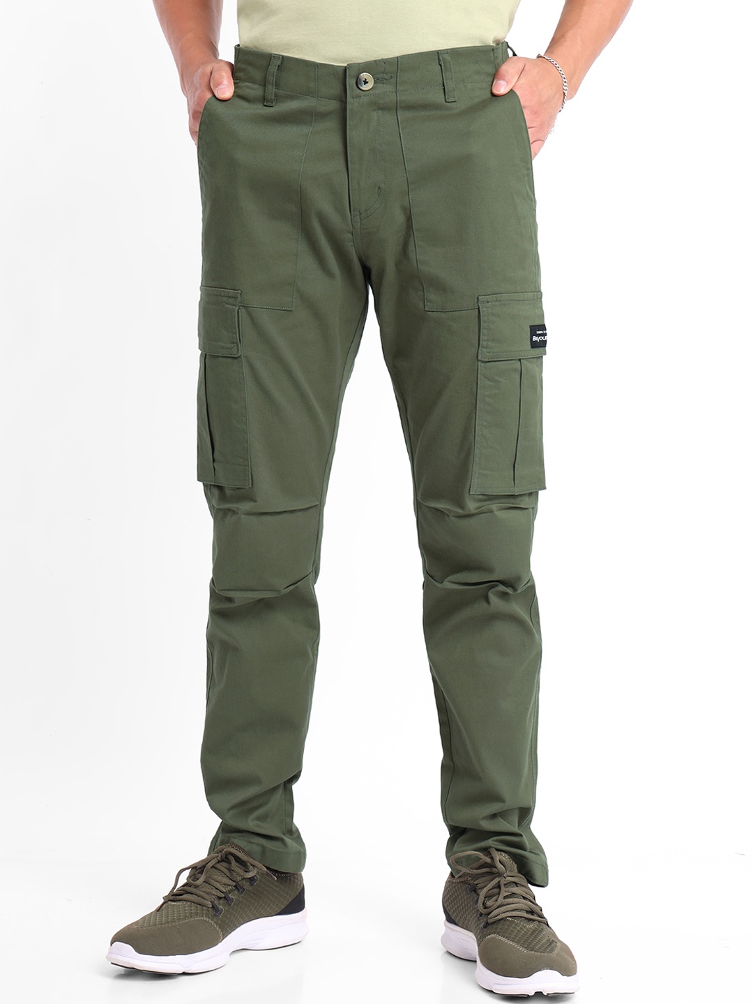 

Beyoung Men Original Cotton Cargos Trousers, Green