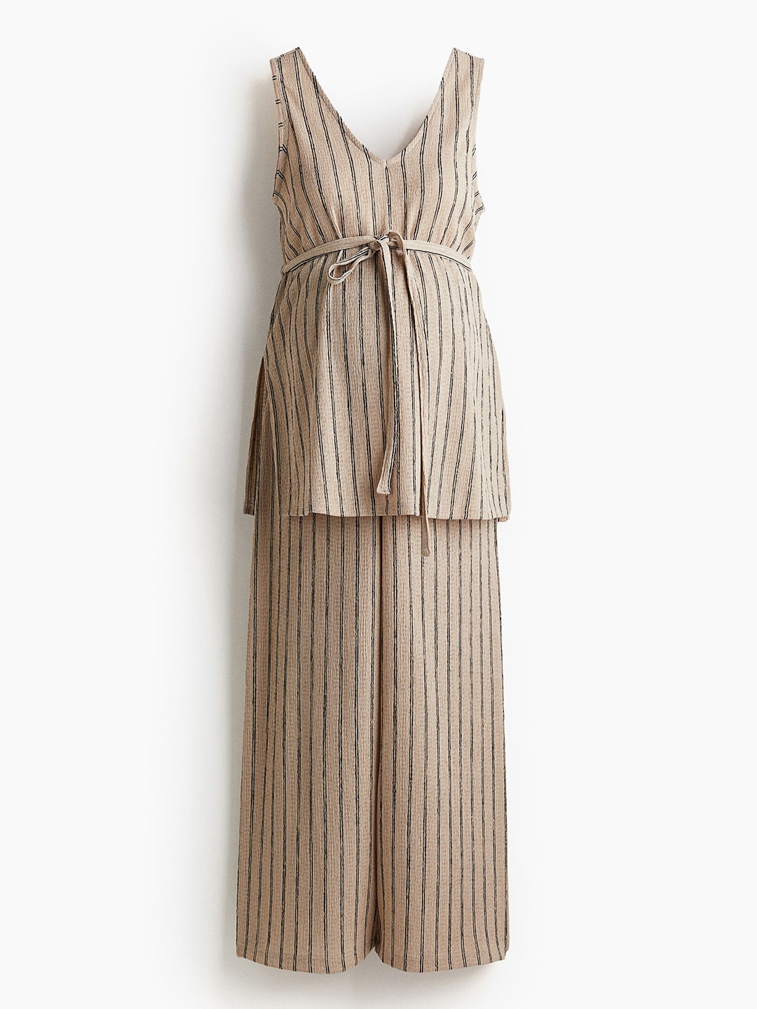 

H&M Women MAMA 2-Piece Textured Jersey Set, Beige