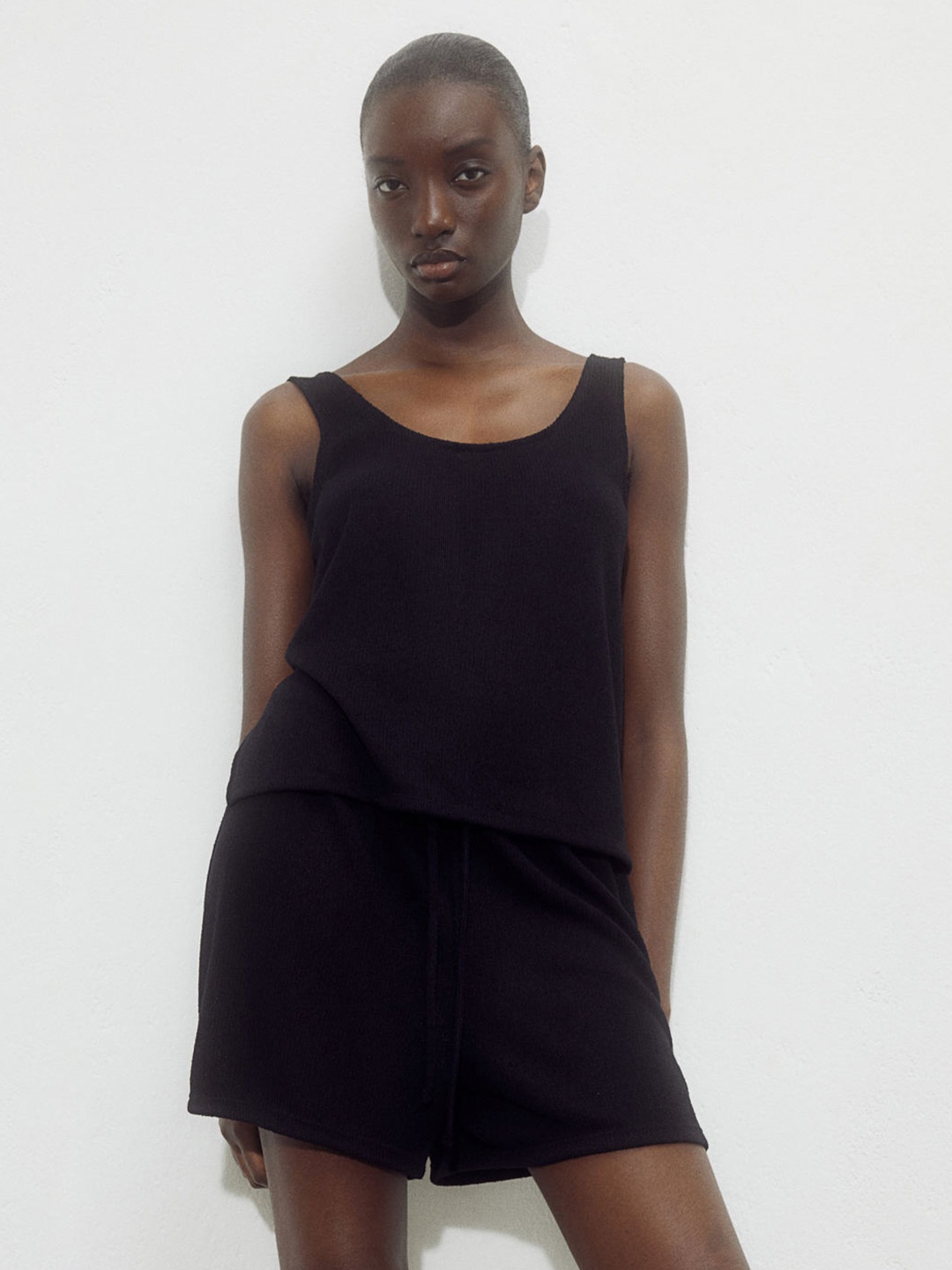 

H&M Knitted Vest Top, Black